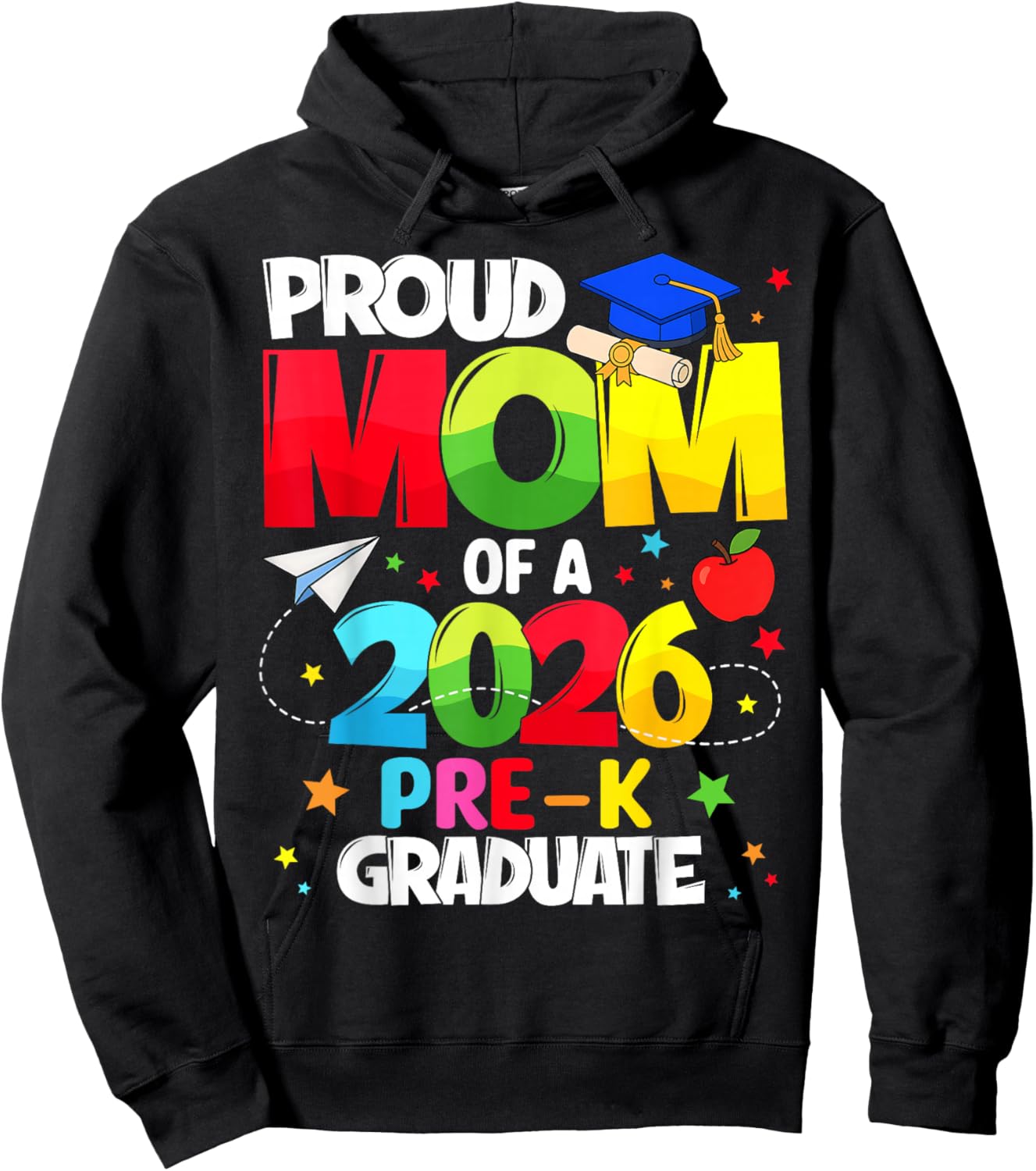 Proud Mom Class of 2026 Pre-K Graduate Graduation Family Hoodie - Hoodie | Black