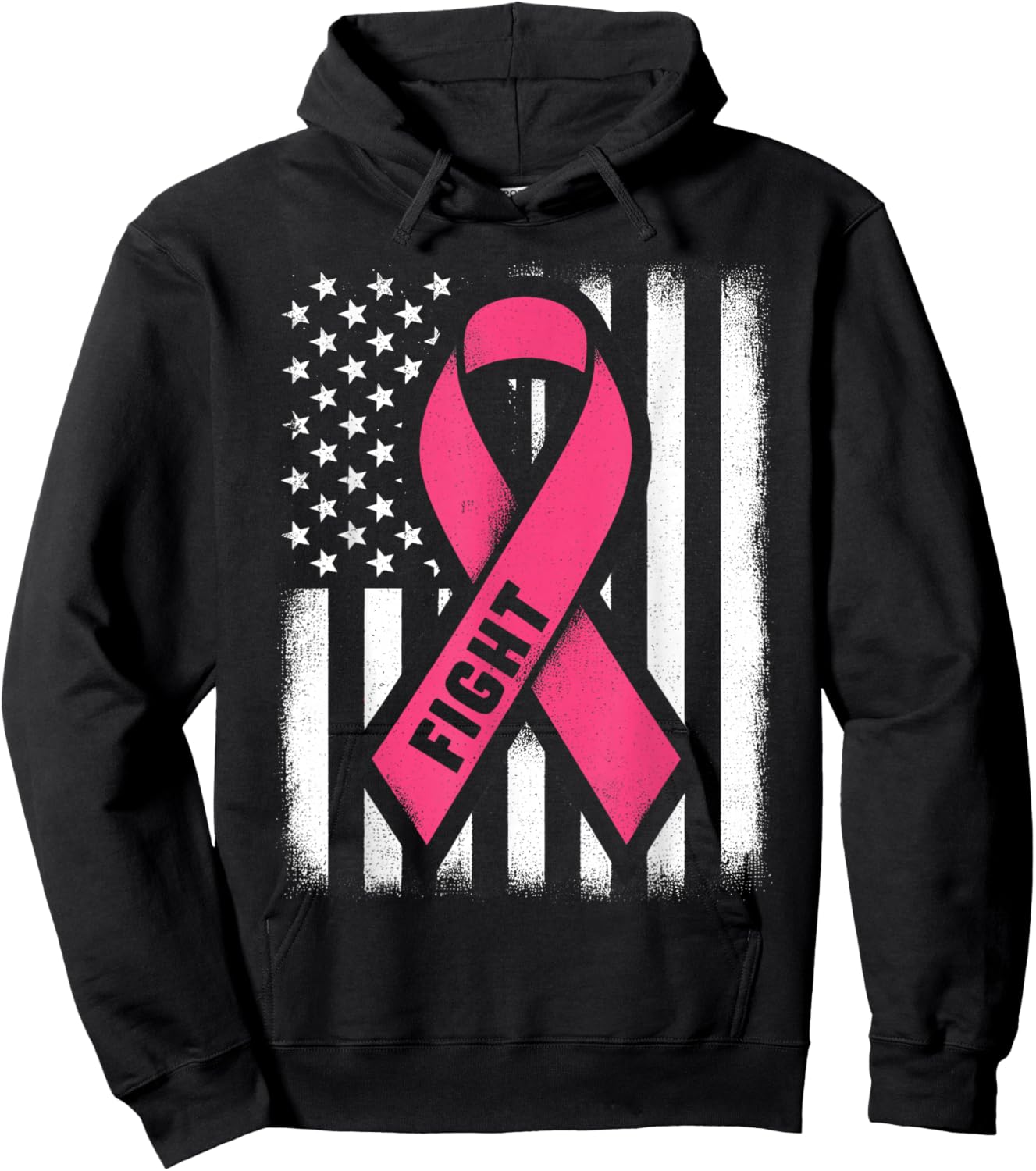 Fight Breast Cancer Shirts Breast Cancer Flag Shirt Hoodie - Hoodie | Black