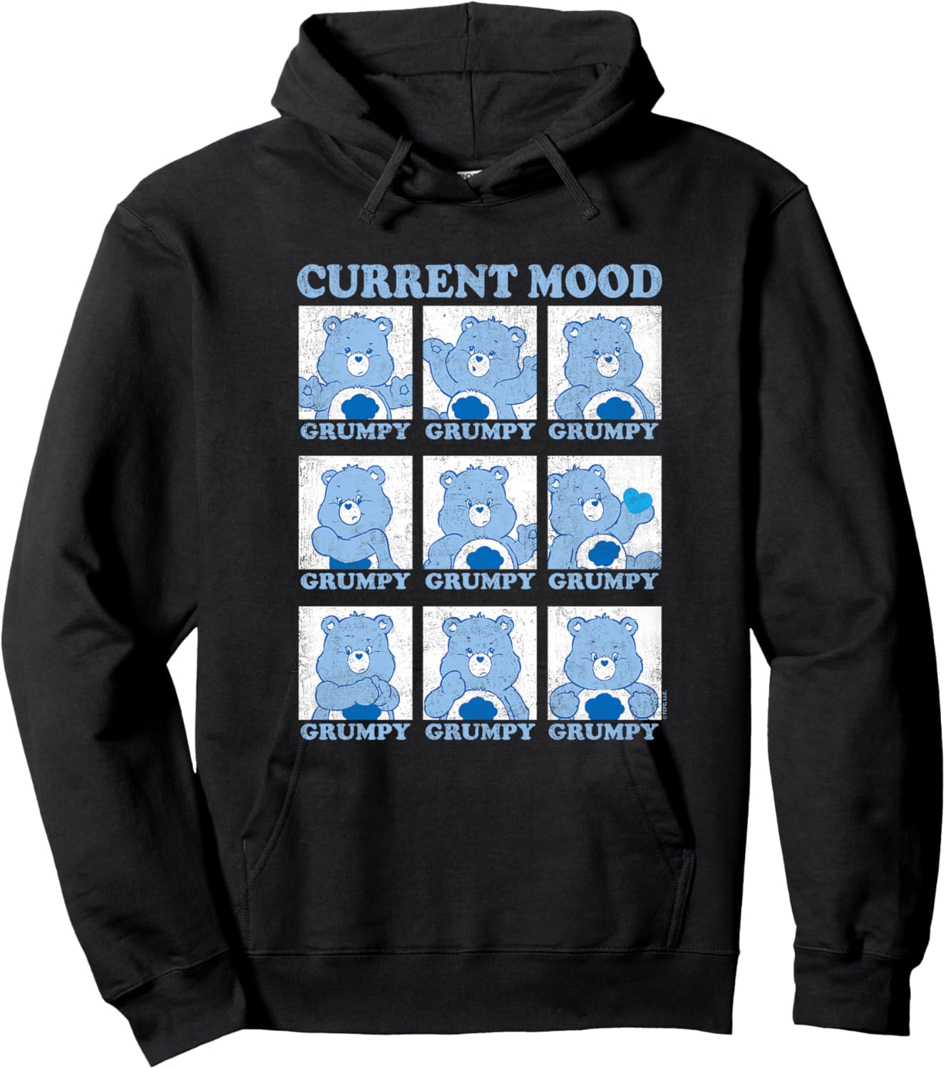Care Bears Current Mood Grumpy Bear Squares Premium Hoodie - Hoodie | Black