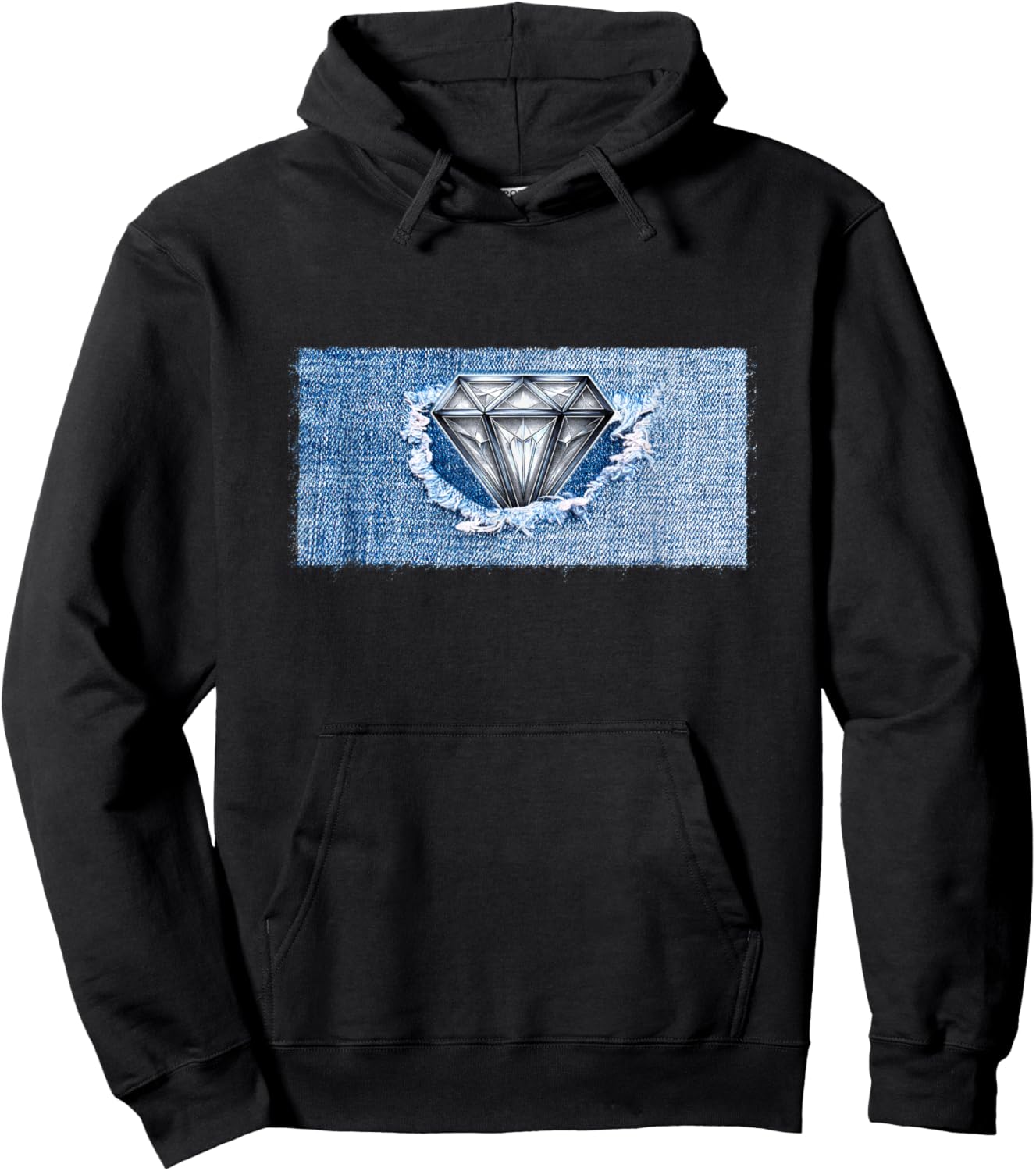 Diamond Shirt Denim and Dimonds Black Urban Design Hoodie - Hoodie | Black