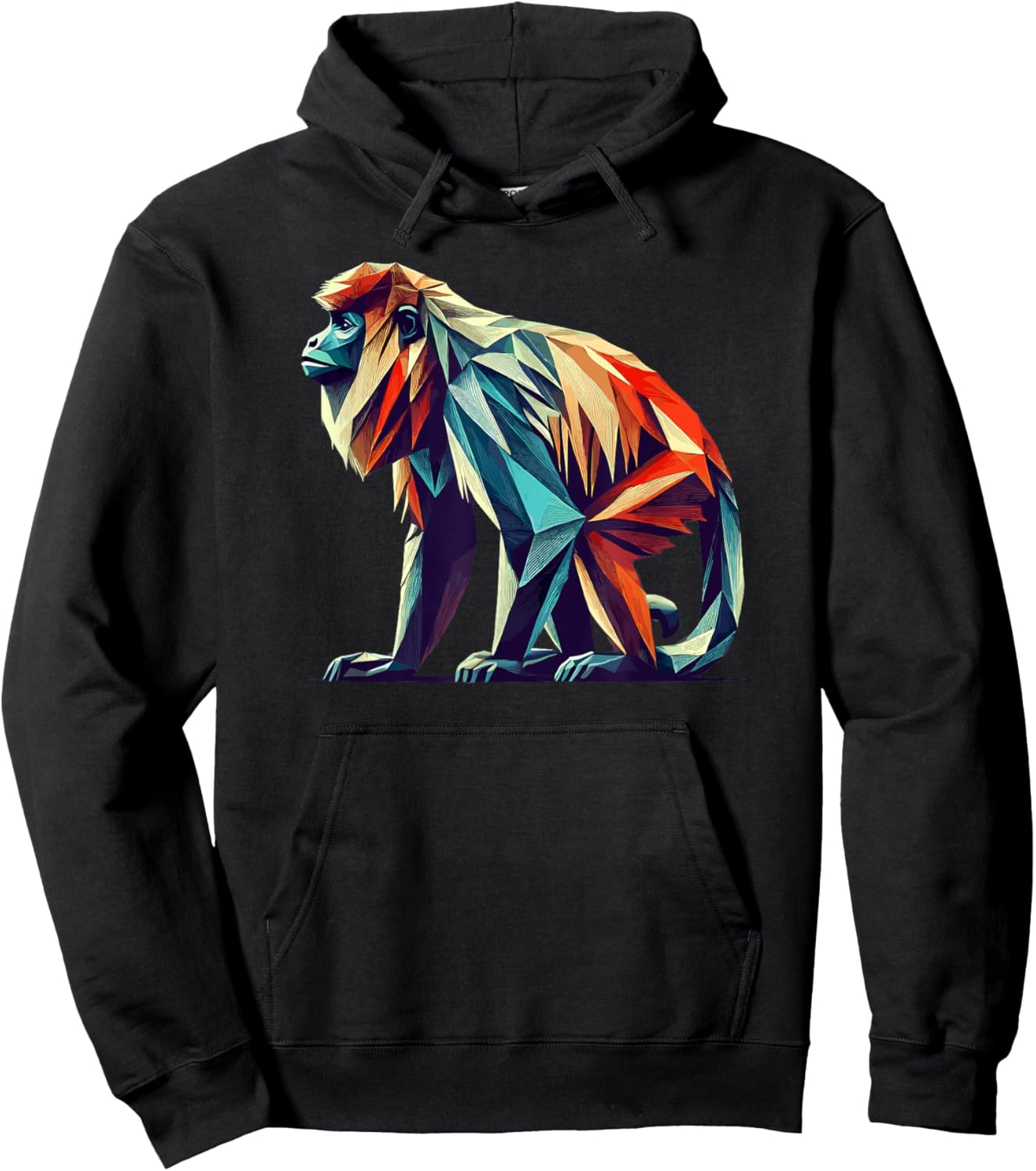 Geometric Art Howler Monkey Hoodie - Hoodie | Black