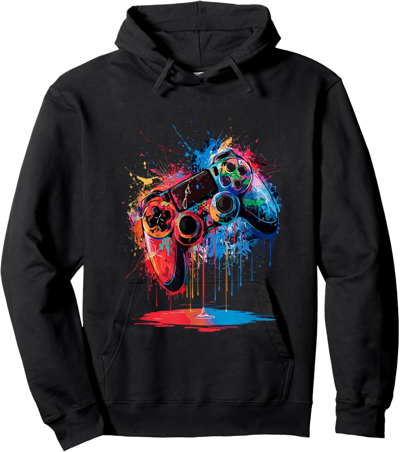 Gamer Video Game Control Pad Paint Dripping Gaming Hoodie - Hoodie | Black