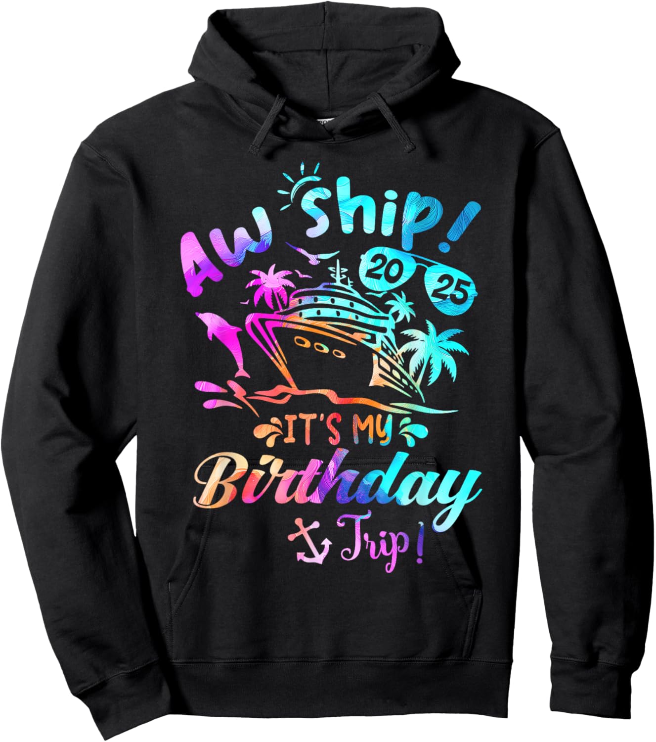 Birthday Cruise Ship Trip Summer Vacation -Adults Kids Black Small Hoodie - Hoodie | Black