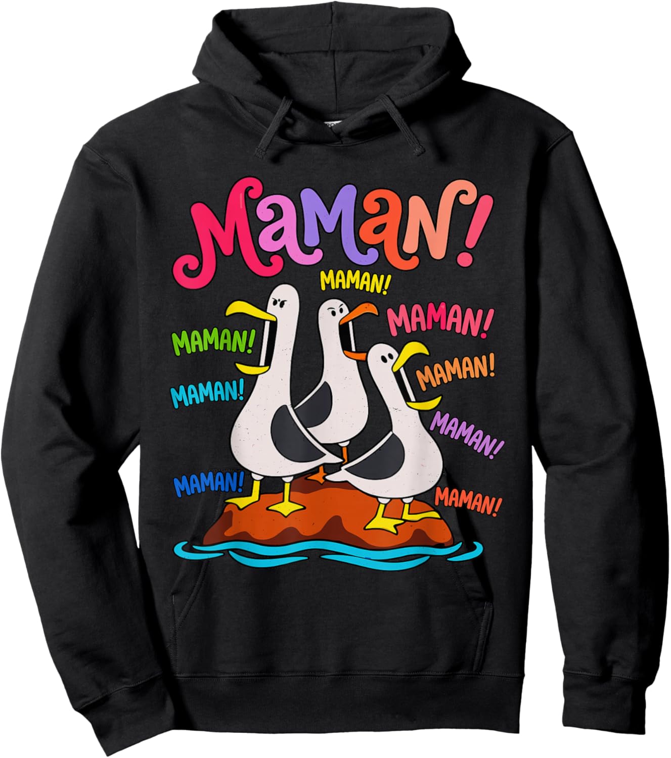Maman Maman Maman Mouette Drôle Oiseau Humour Vintage Hoodie - Hoodie | Black