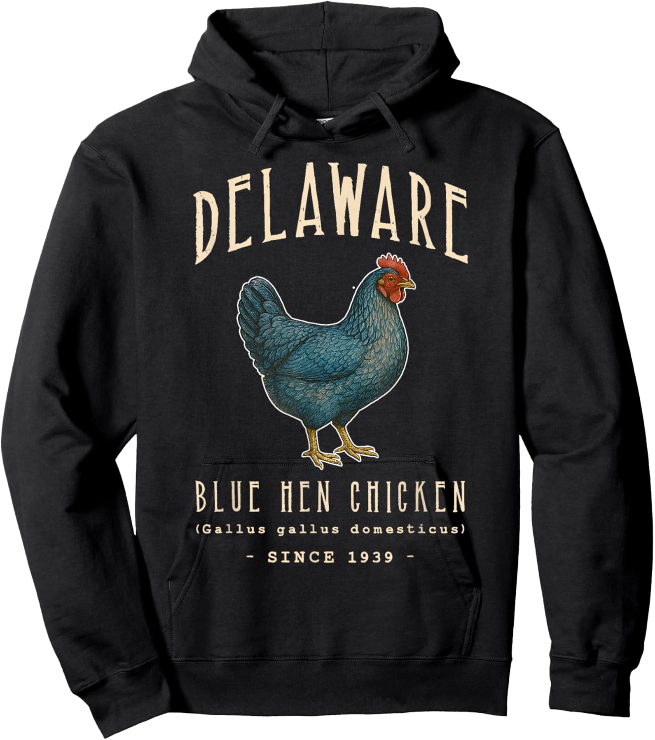Delaware Blue Hen Chicken State Bird Hoodie - Hoodie | Black