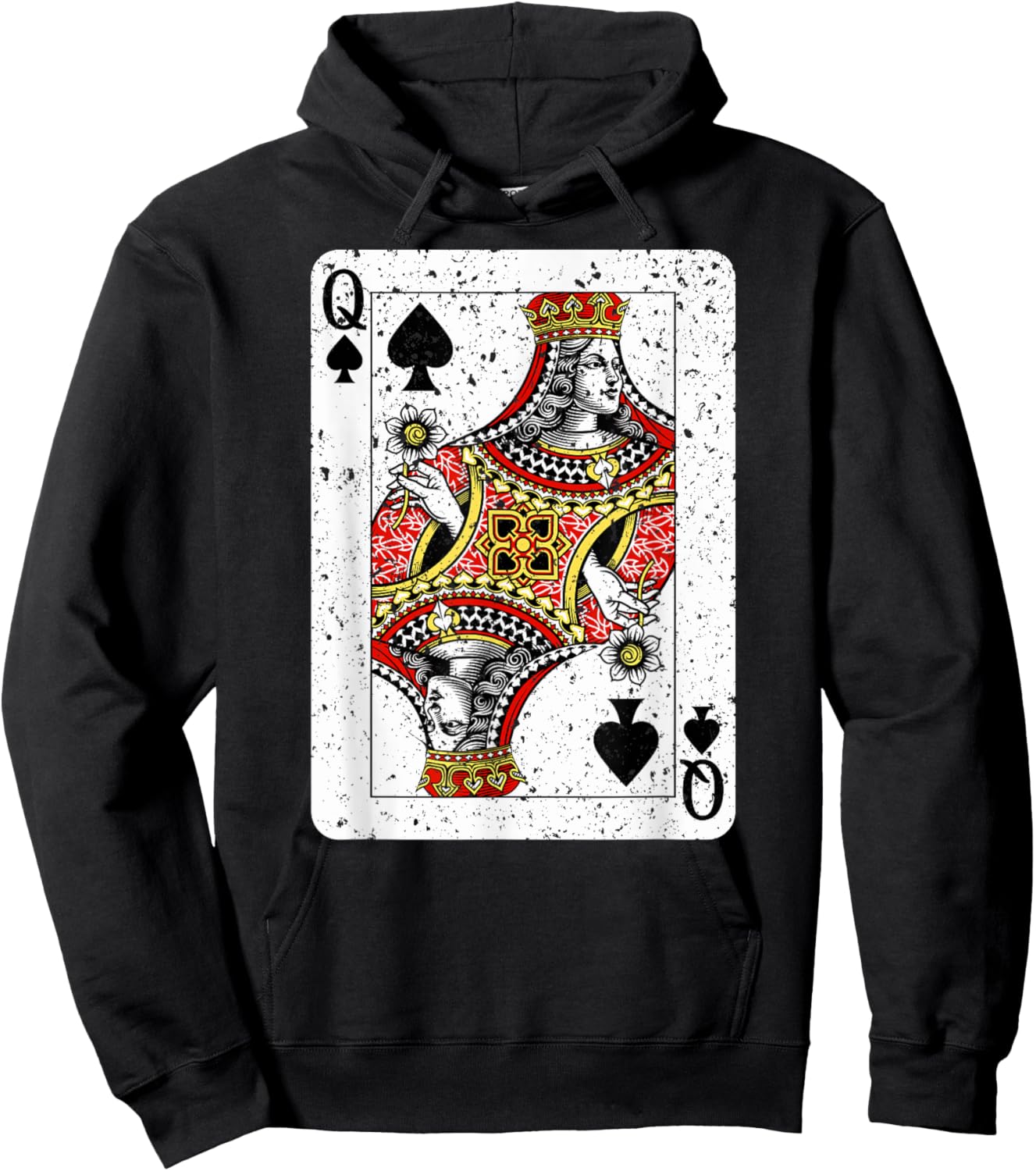 Queen of Spades Deck of Playing Cards Vintage Retro Style Hoodie - Hoodie | Black