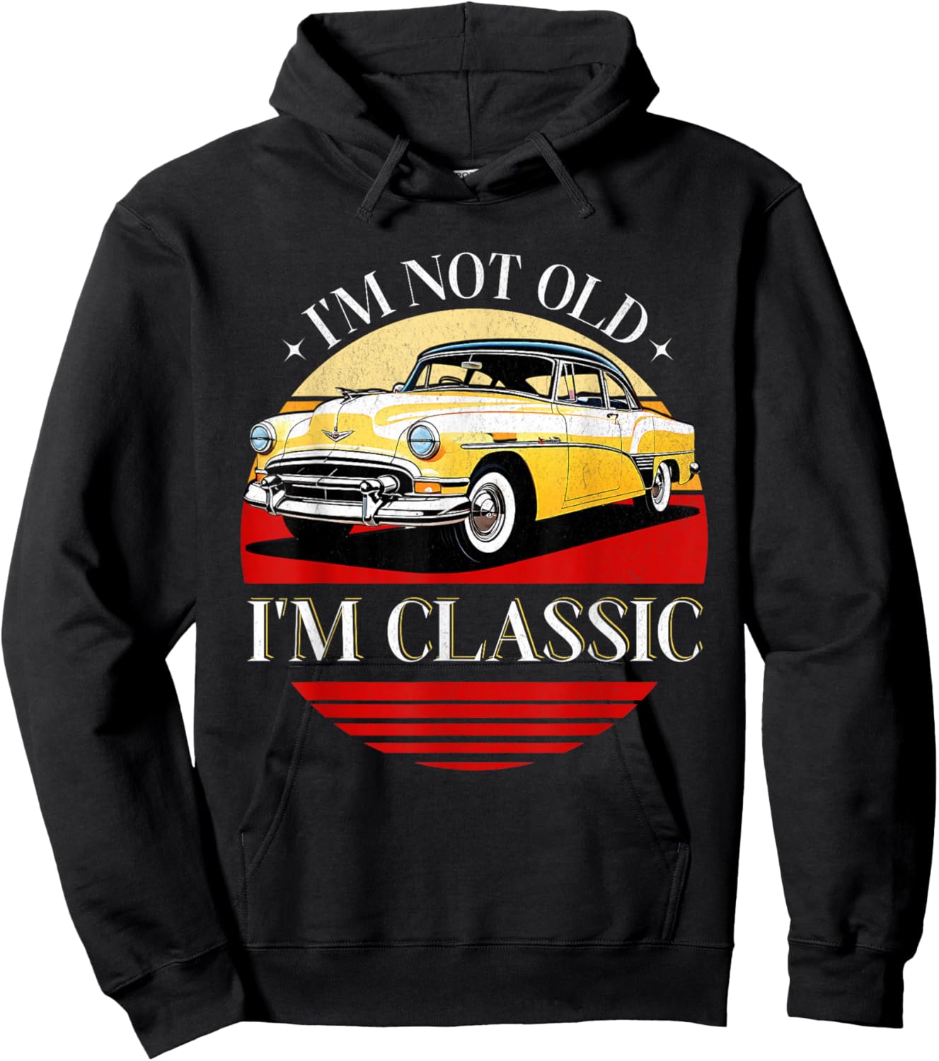 Father's Day Classic Car Retro Mechanic Retired Dad Men Gift Hoodie - Hoodie | Black