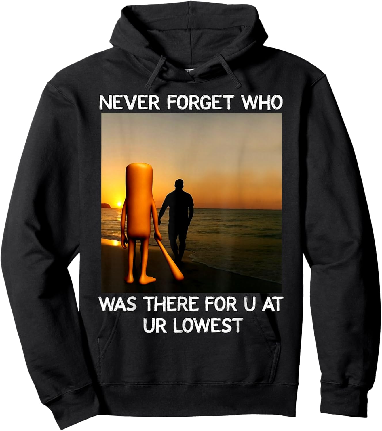 Never Forget Who Stayed Tung Tung Sahur Meme Hoodie - Hoodie | Black
