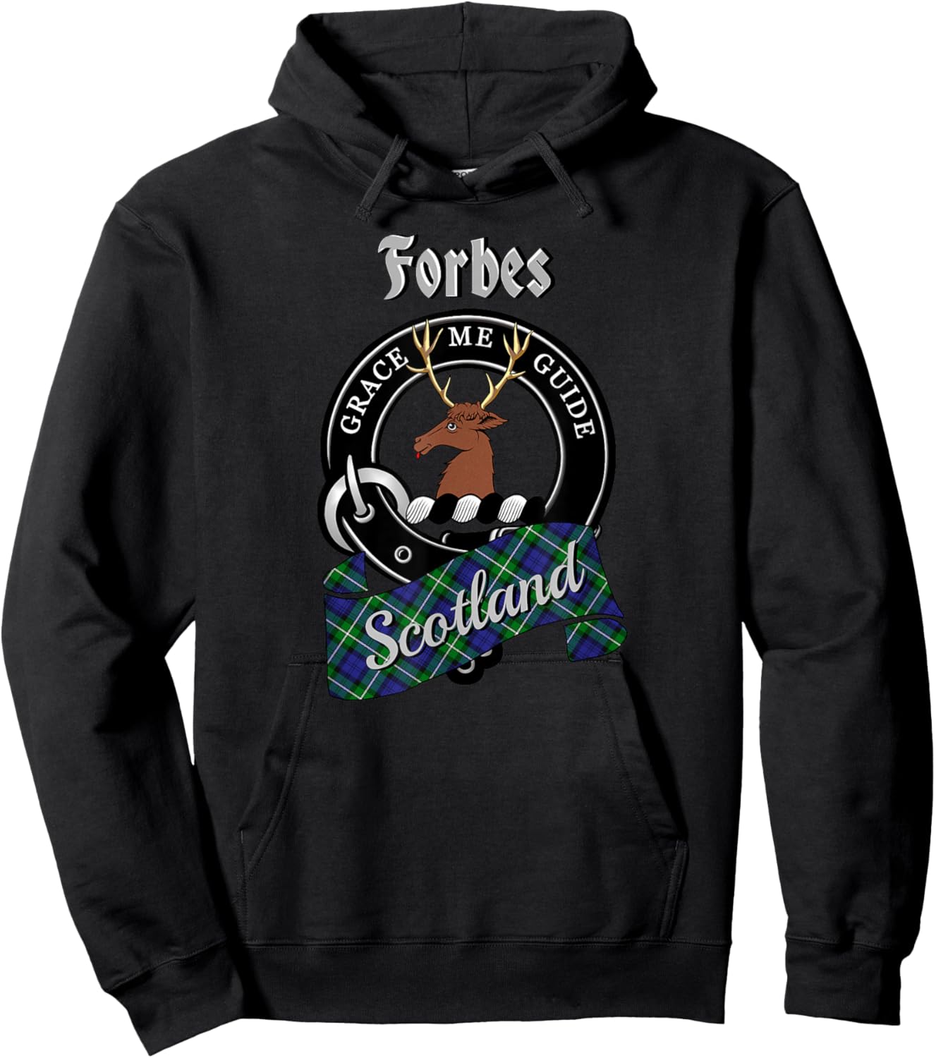 Forbes Scottish Clan Badge & Tartan Hoodie - Hoodie | Black