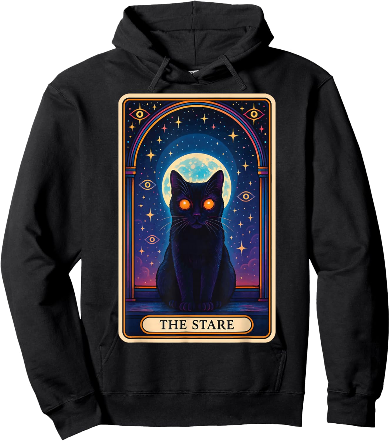 The Stare Cat Tarot Card Hoodie - Hoodie | Black