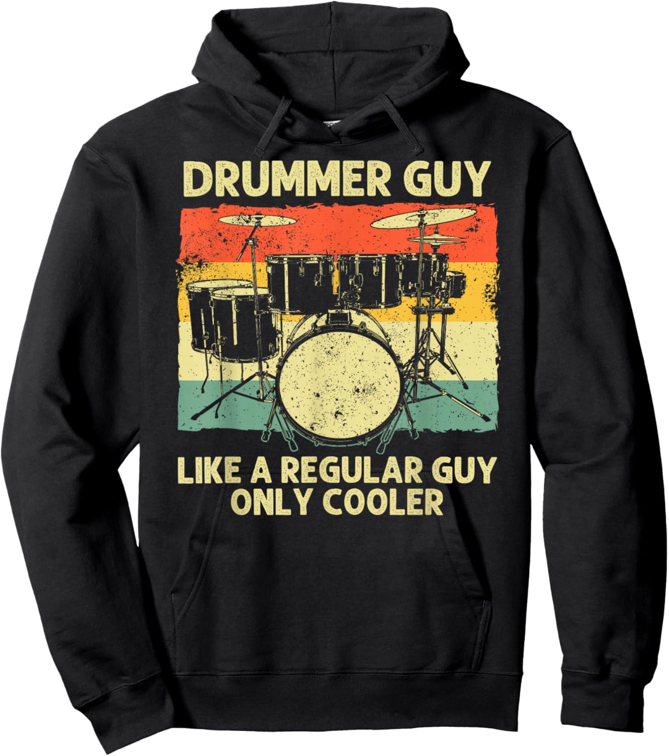 Funny Drumming Art Dad Drumline Drum Set Drummer Hoodie - Hoodie | Black