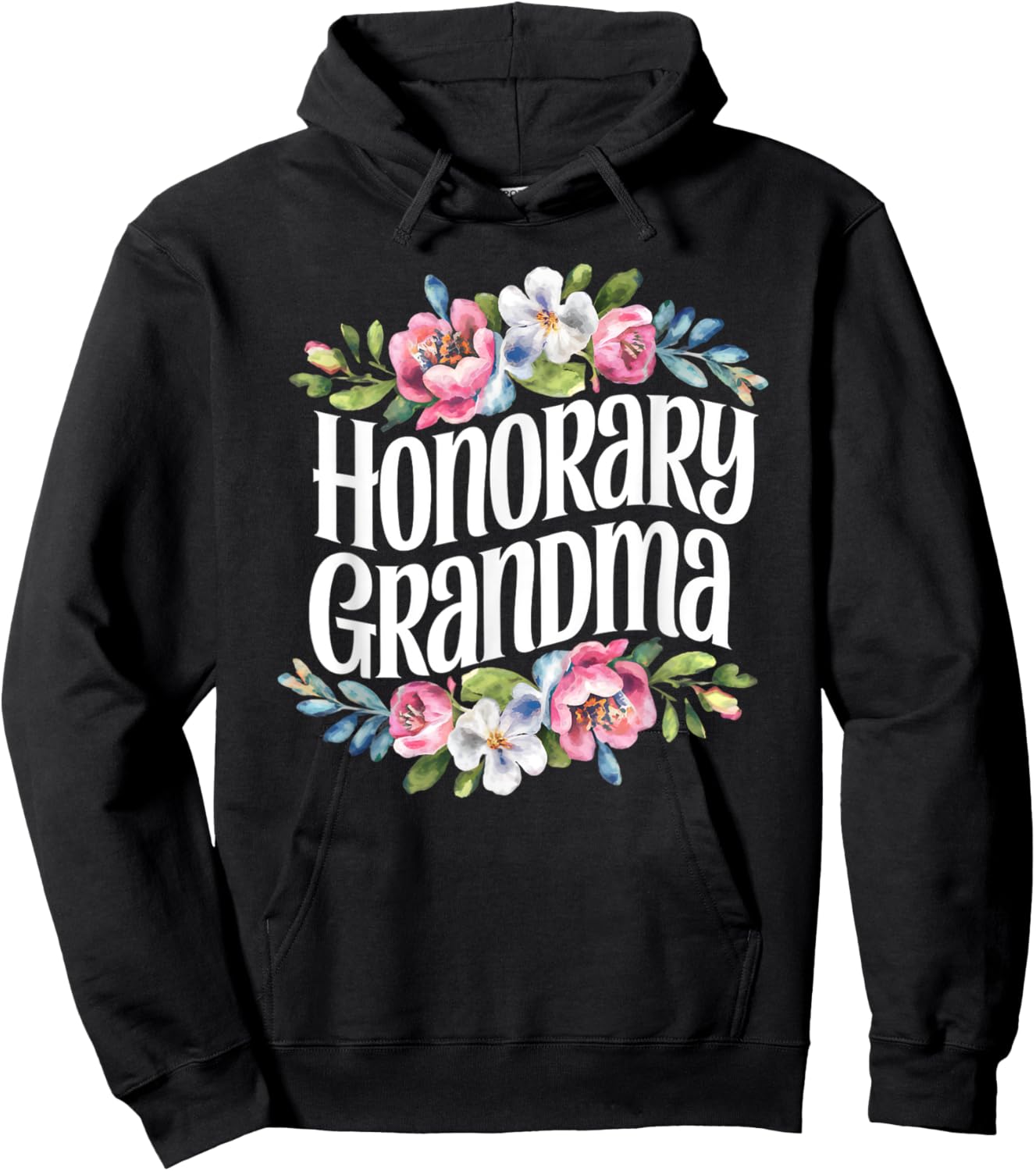 Honorary Grandma Floral Hoodie - Hoodie | Black