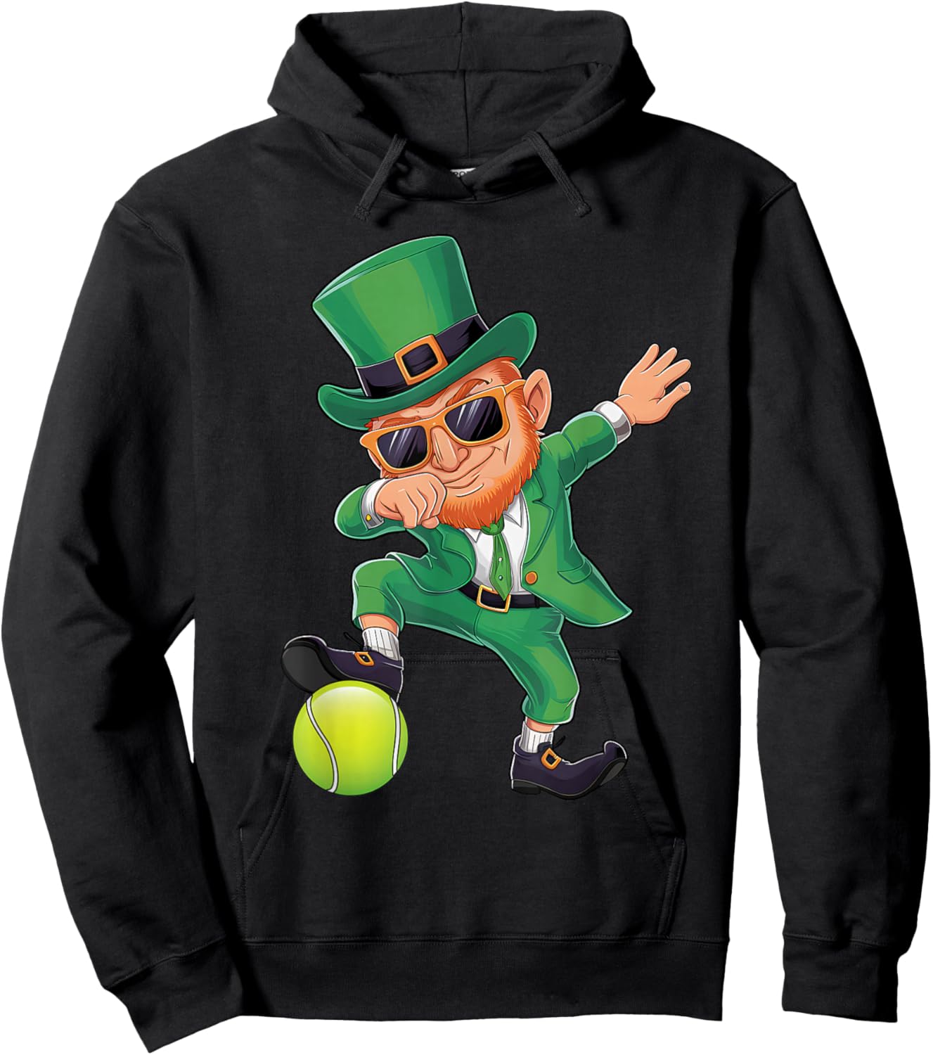 Dabbing Leprechaun St Patricks Day Boys Men Tennis Sport Hoodie - Hoodie | Black