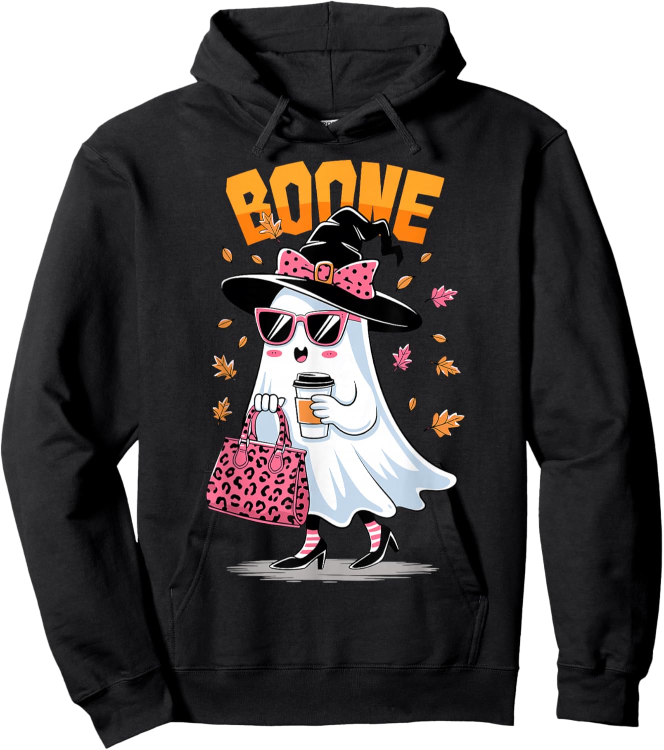 Retro Boo Boone Girls First Name Funny Halloween Ghost 2025 Hoodie - Hoodie | Black