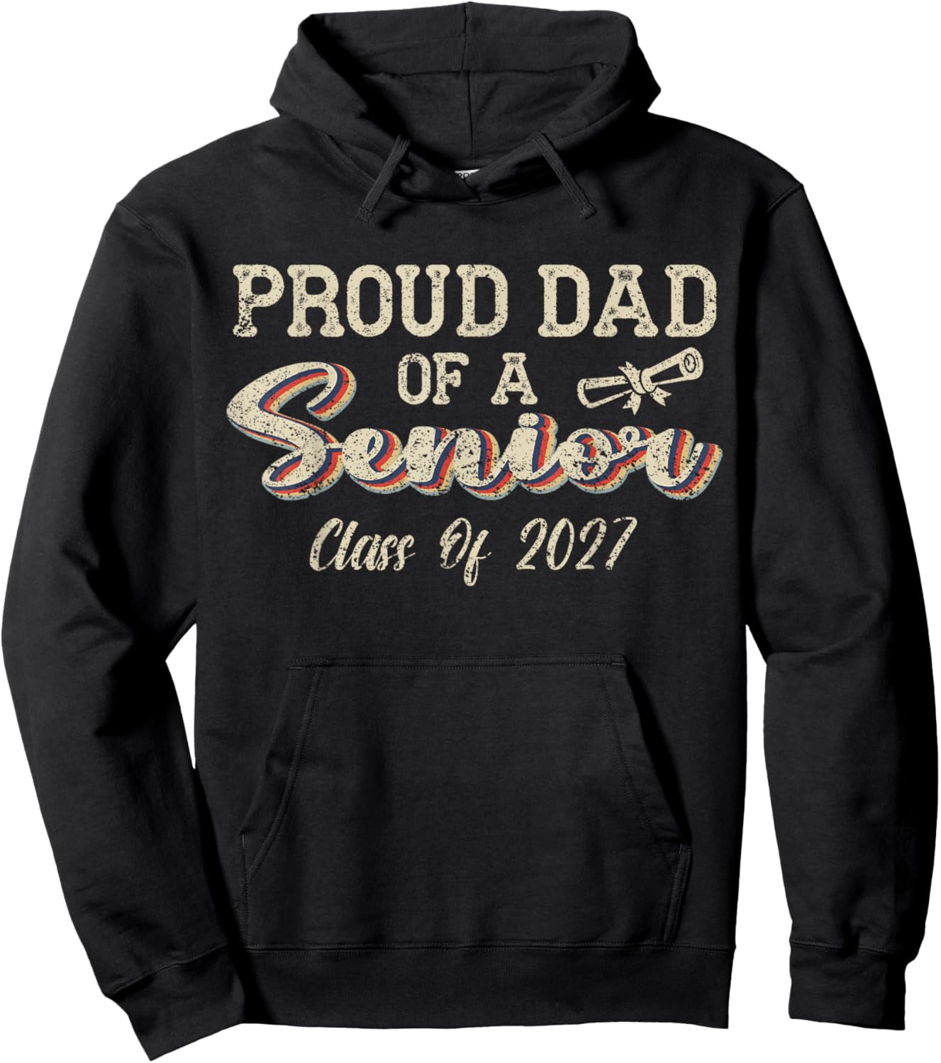 Retro Proud Dad of a Senior Class of 2027 Senior Dad 2027 Hoodie - Hoodie | Black
