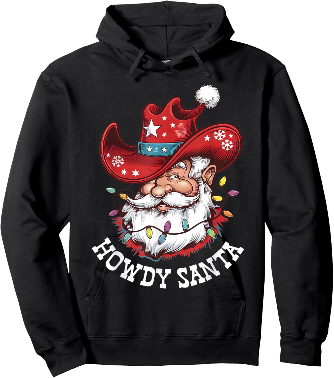 Howdy Santa Cowboy Western Christmas Funny Xmas Costumes Hoodie - Hoodie | Black