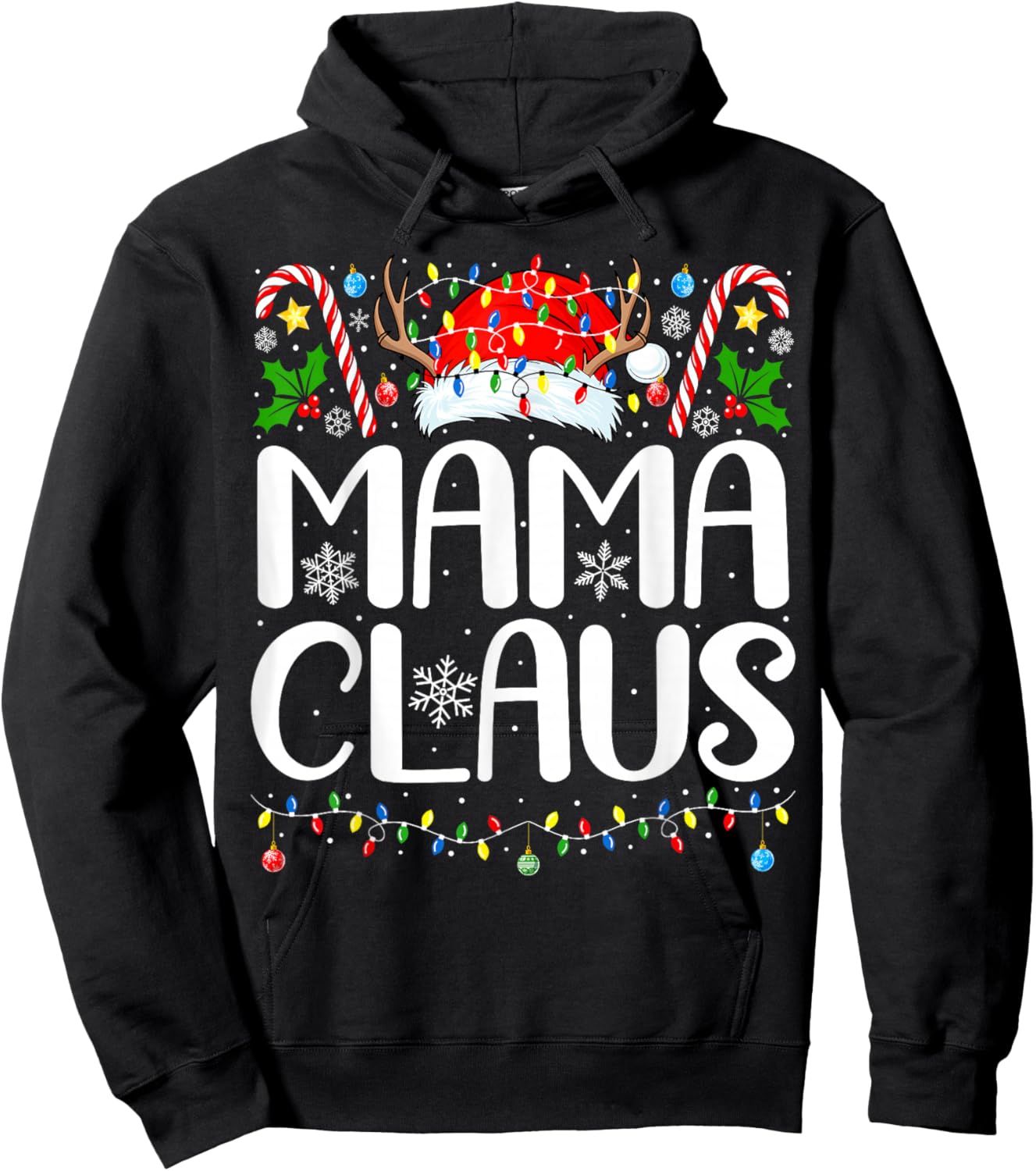 Mama Claus Christmas Santa Xmas Matching Family Christmas Hoodie - Hoodie | Black