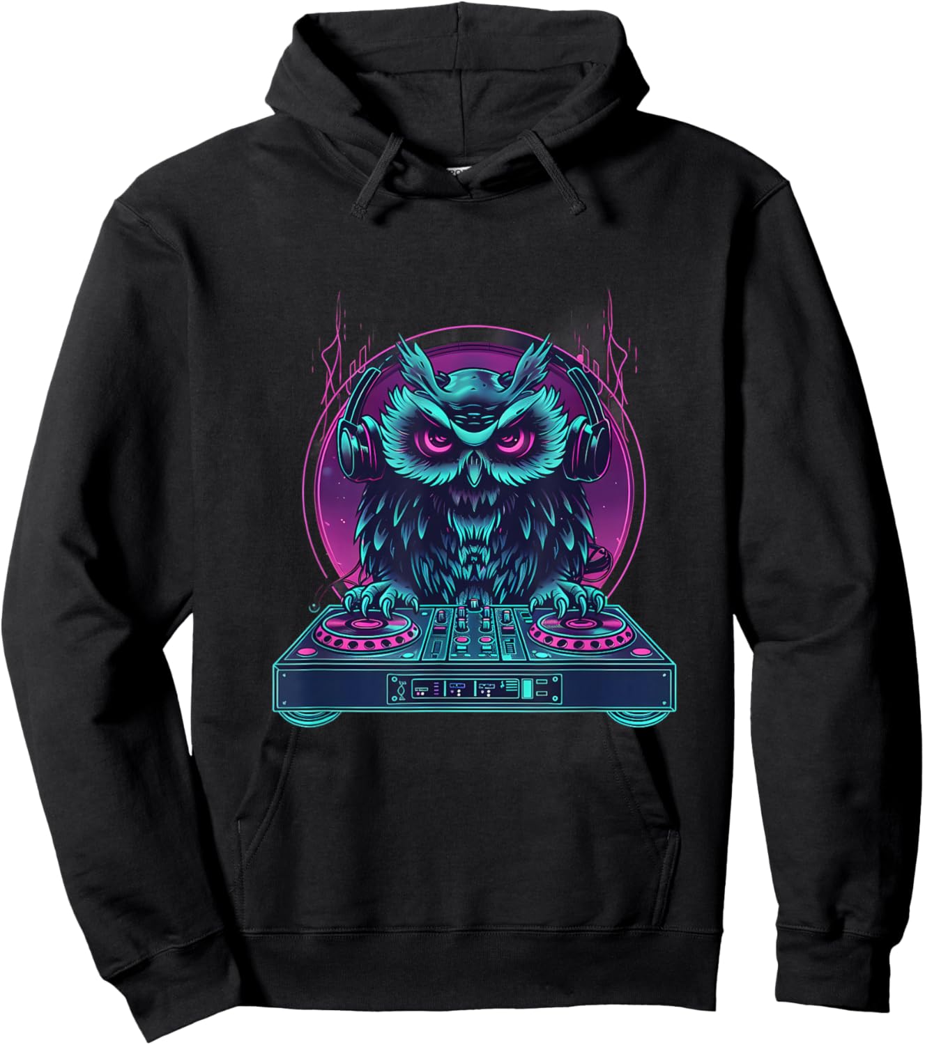 Owl DJ Techno Turntable DJ Owl House Dance Music Owl Lover Hoodie - Hoodie | Black