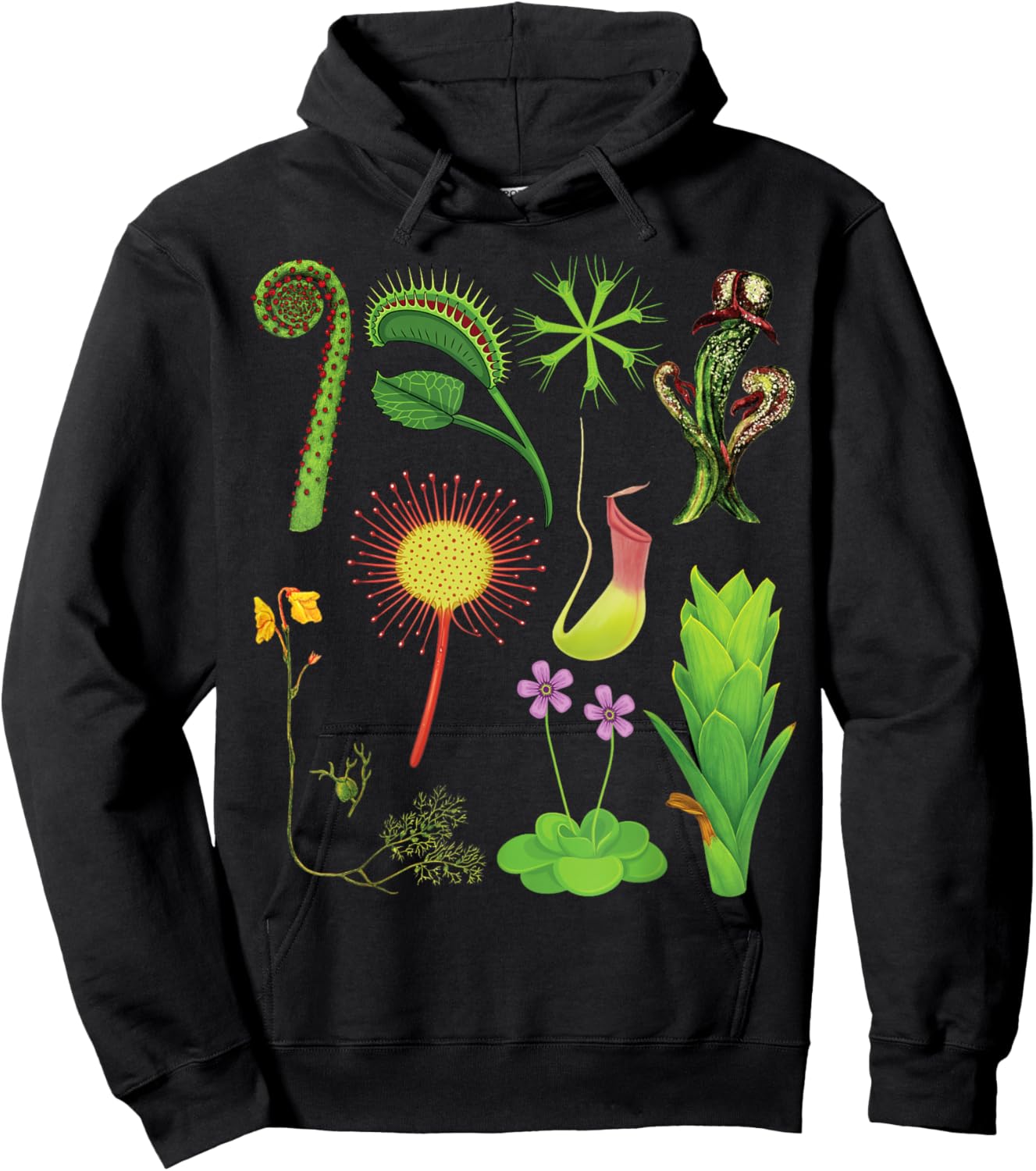 Carnivorous Plants Chart Venus Flytrap, Pitcher Plant Hoodie - Hoodie | Black