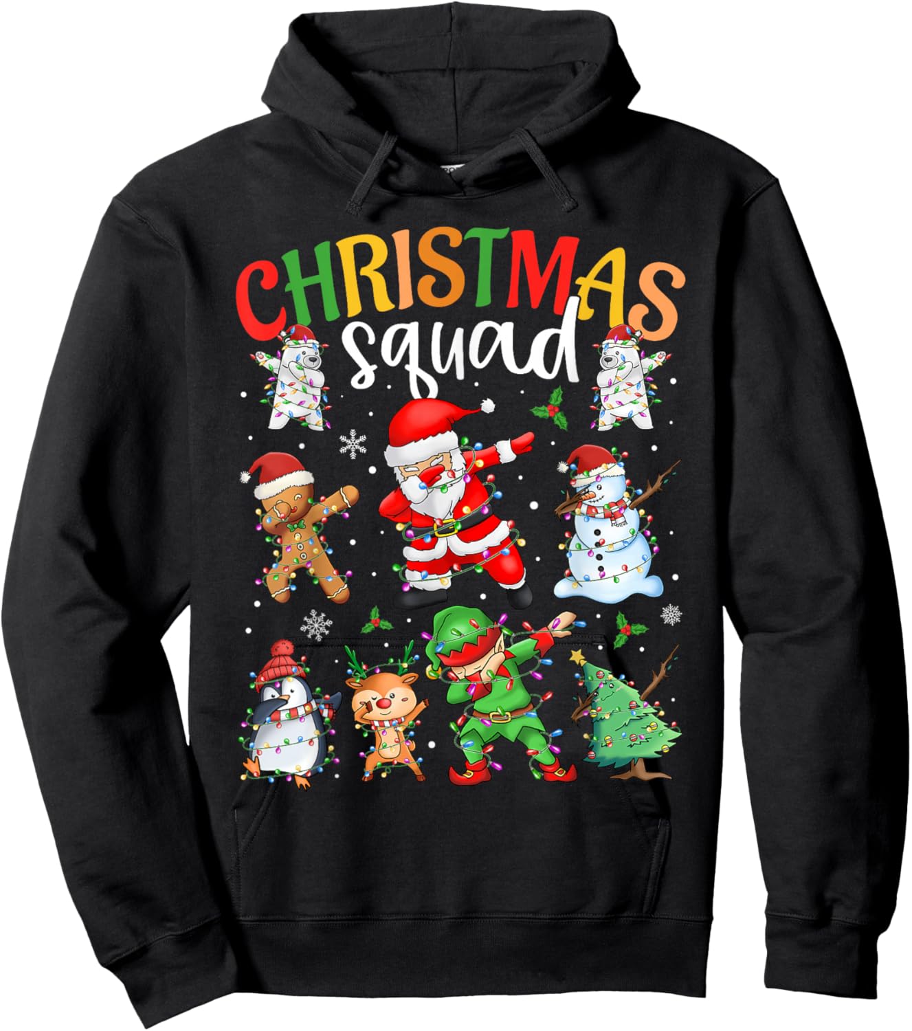 Christmas Squad Santa Dabbing Elf Family Matching Pajamas Hoodie - Hoodie | Black