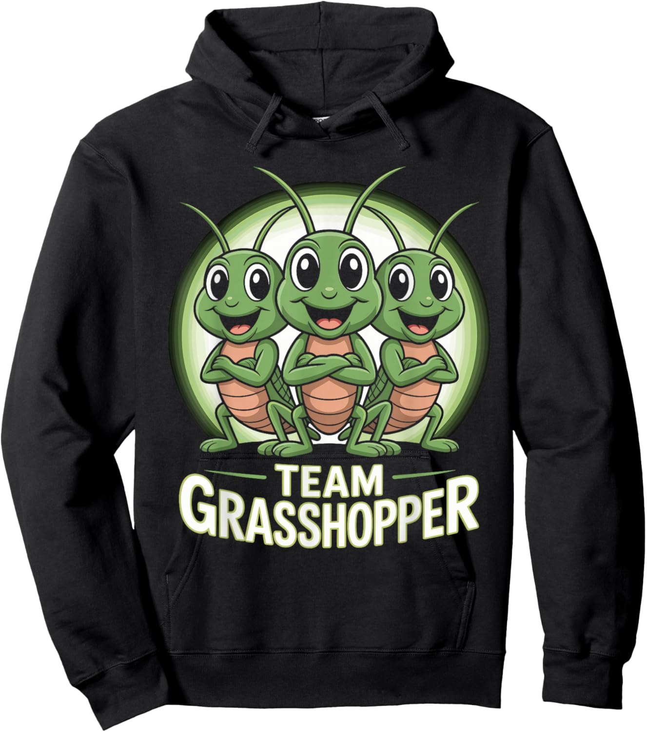 Team Grasshopper Funny Cartoon Insect Kids Party Birthday Hoodie - Hoodie | Black
