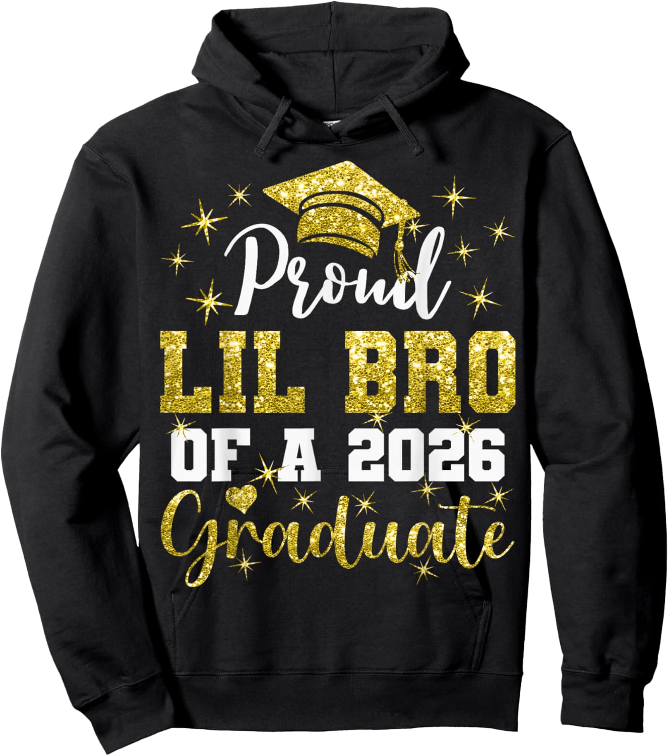 Super Proud Lil Bro of 2026 Graduate Graduation Family Hoodie - Hoodie | Black