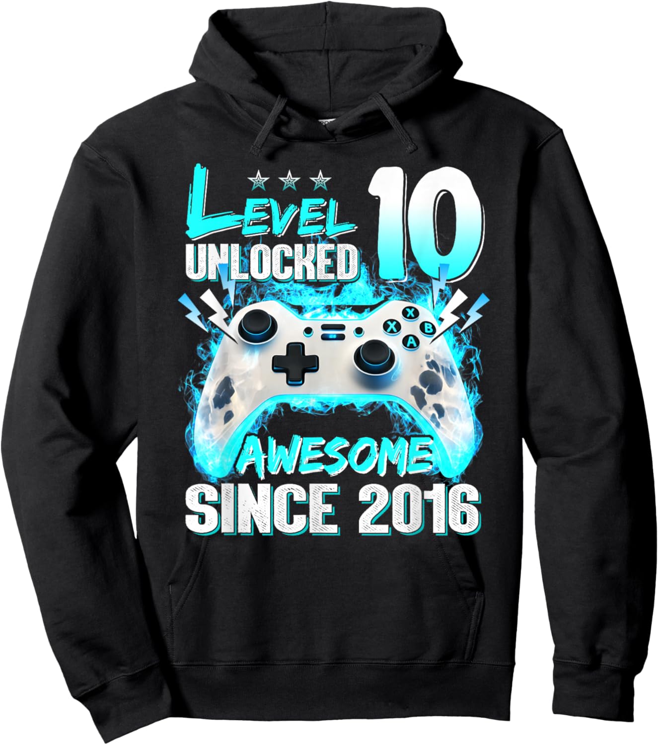 Niveau 10 Débloqué 10e Anniversaire 10 Ans Garçon Vidéo Gamer Hoodie - Hoodie | Black