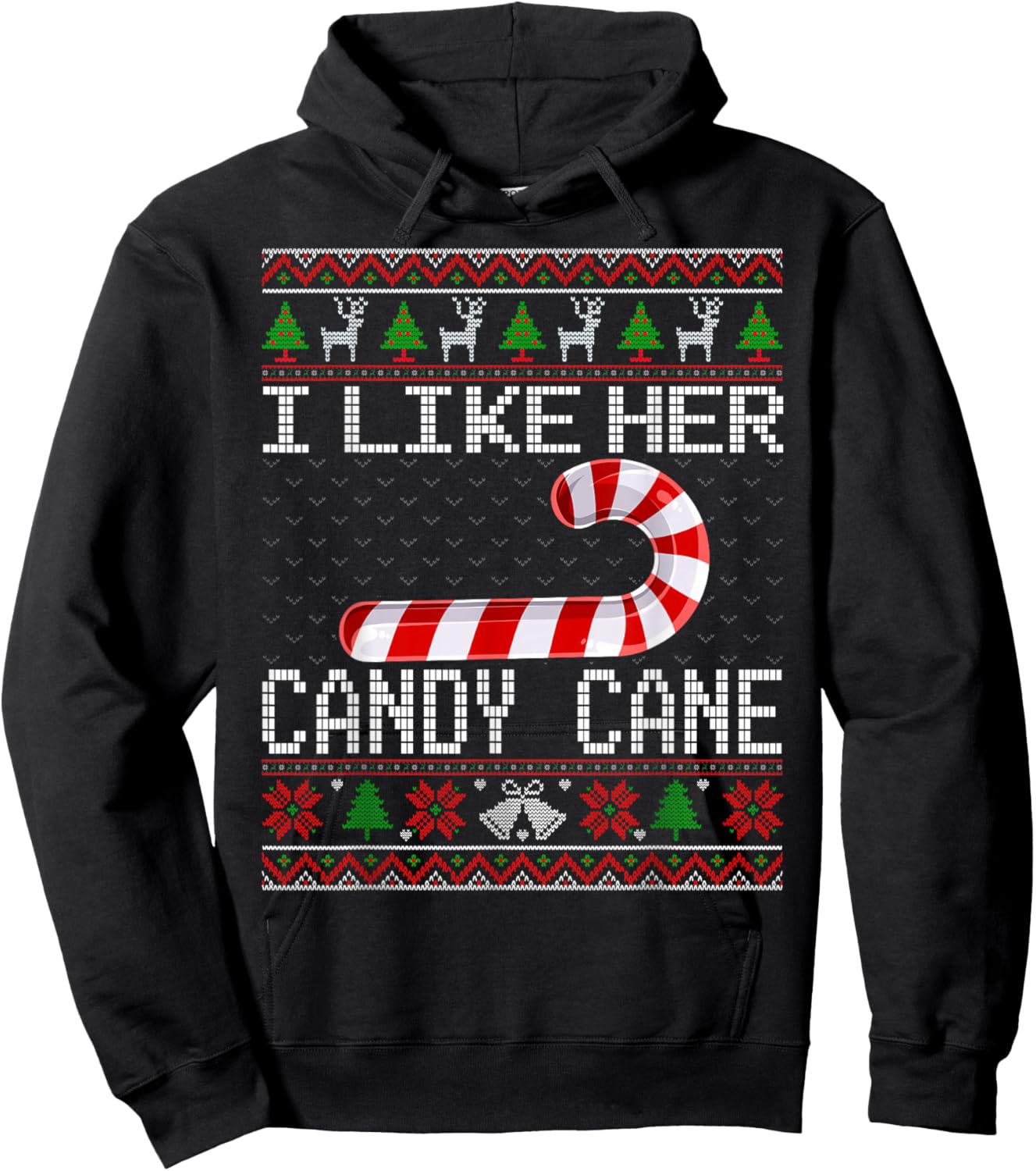 I Like His Candy Cane Girlfriend Ugly Christmas Sweater Xmas Hoodie - Hoodie | Black