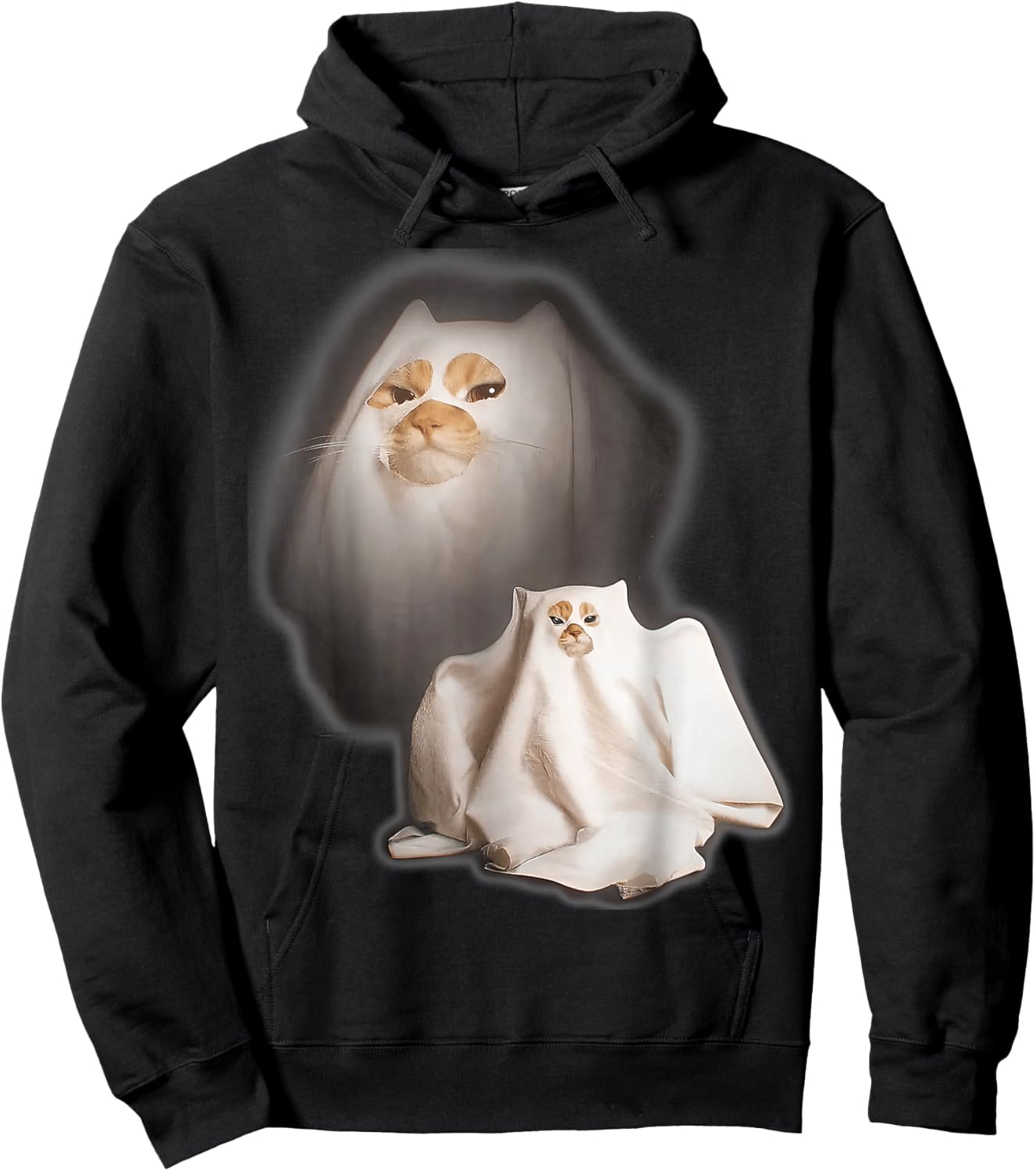 Ghost Cat Meme Halloween Hoodie - Hoodie | Black