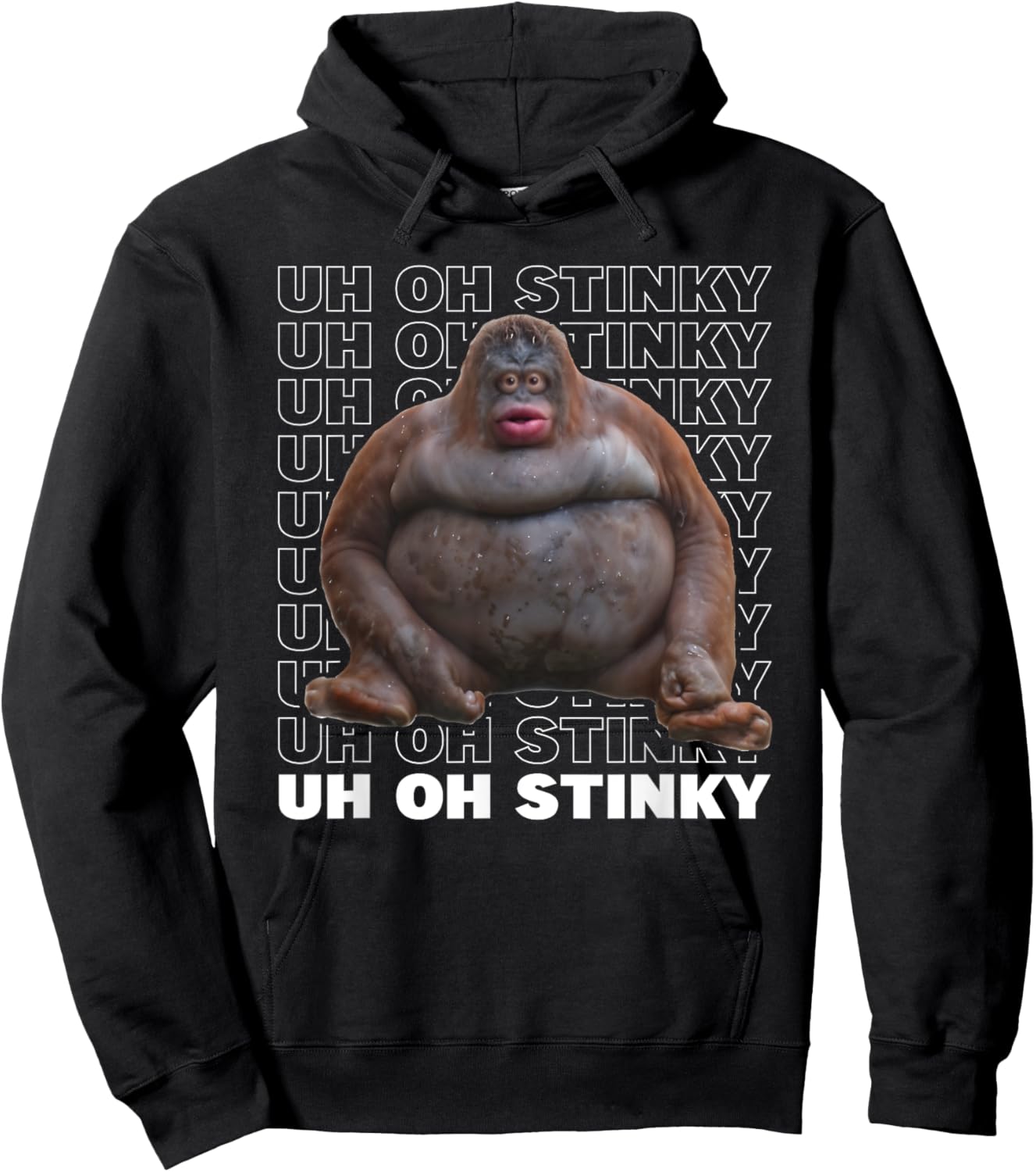Uh Oh Stinky Poop Funny Monkey Dank Memes Le Monke Orangutan Hoodie - Hoodie | Black