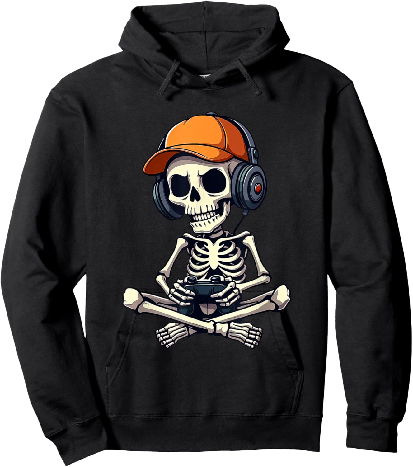 Halloween Skeleton Gamer For Kids Boys Video Gaming Hoodie - Hoodie | Black