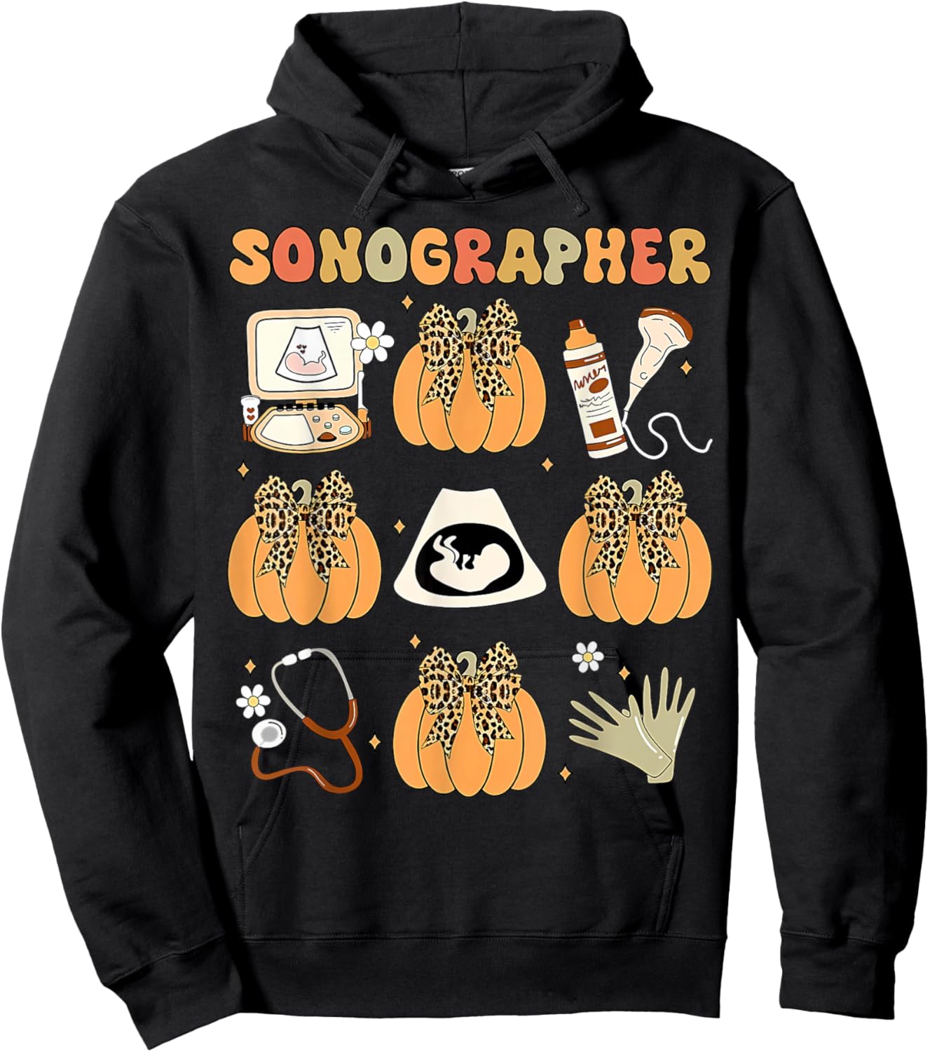 Coquette Sonographer Fall Ultrasound Tech Nurse Thanksgiving Hoodie - Hoodie | Black