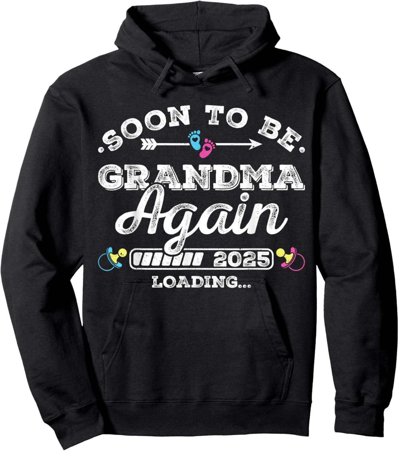 Soon to Be Grandma Again 2025 Loading Pregnancy Announcement Hoodie - Hoodie | Black