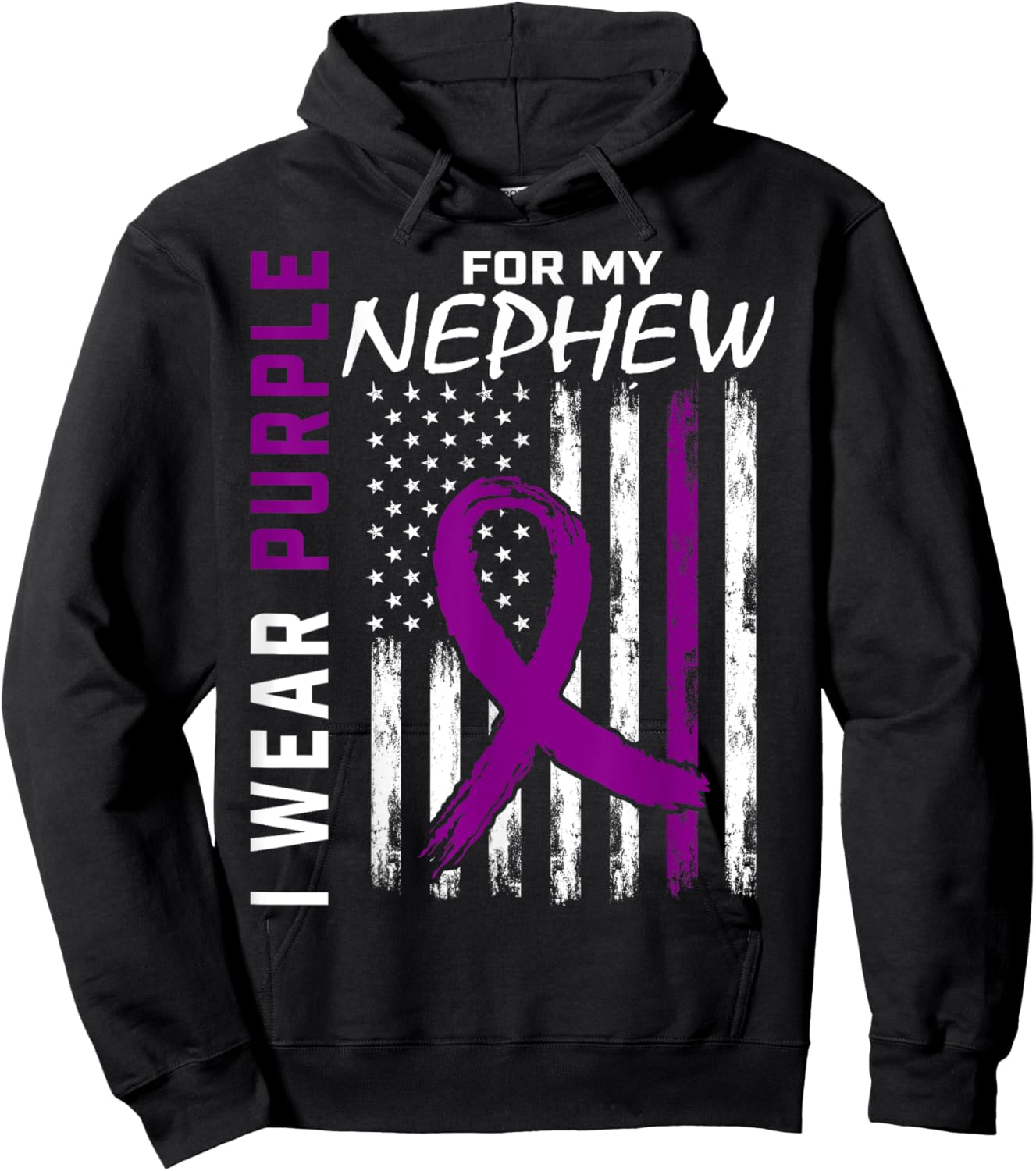 Pancreatic Cancer Awareness Shirt I Wear Purple For Nephew Hoodie - Hoodie | Black