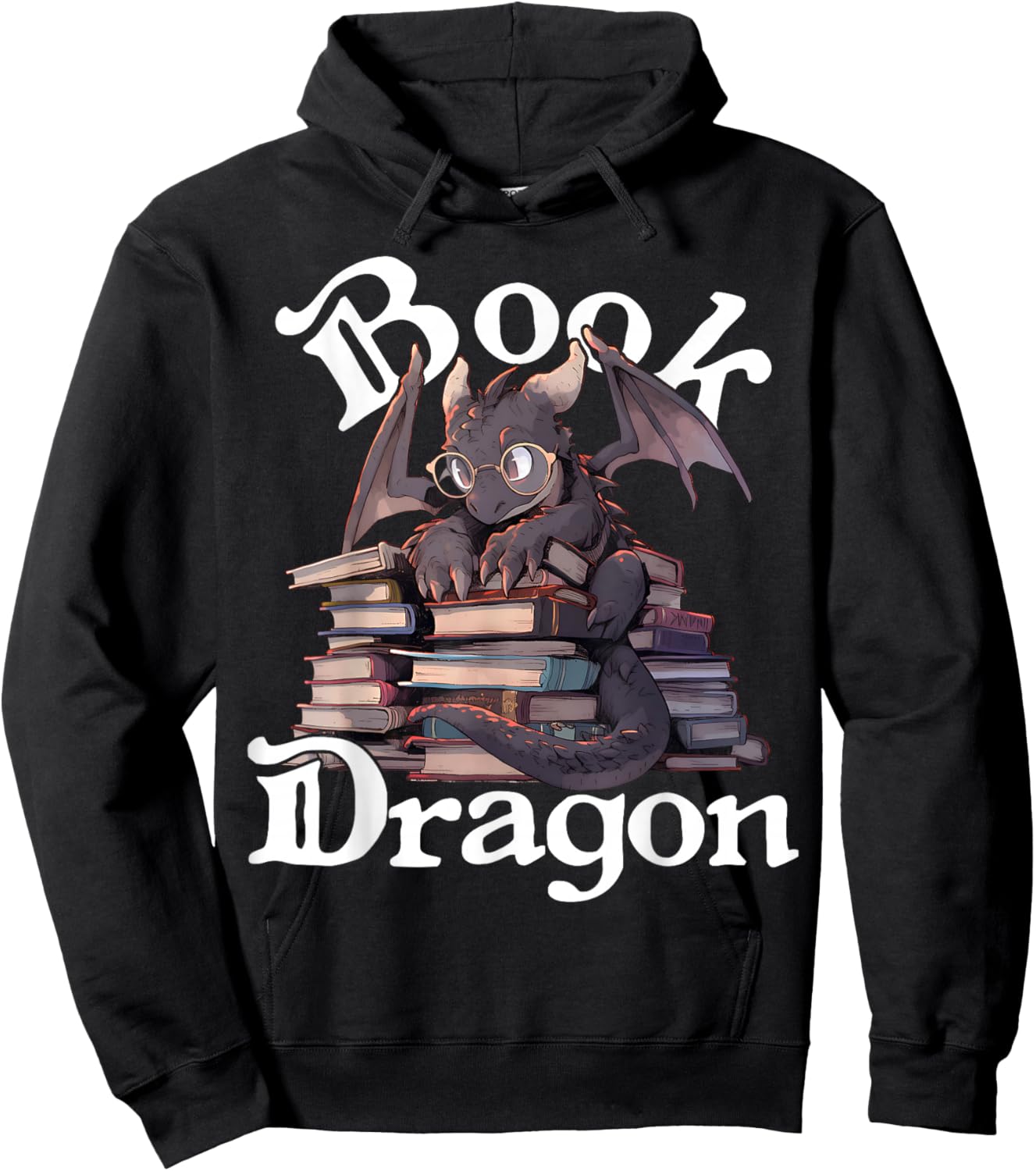 Book Dragon Book Lover Bookworm Funny Book Reader Librarian Hoodie - Hoodie | Black