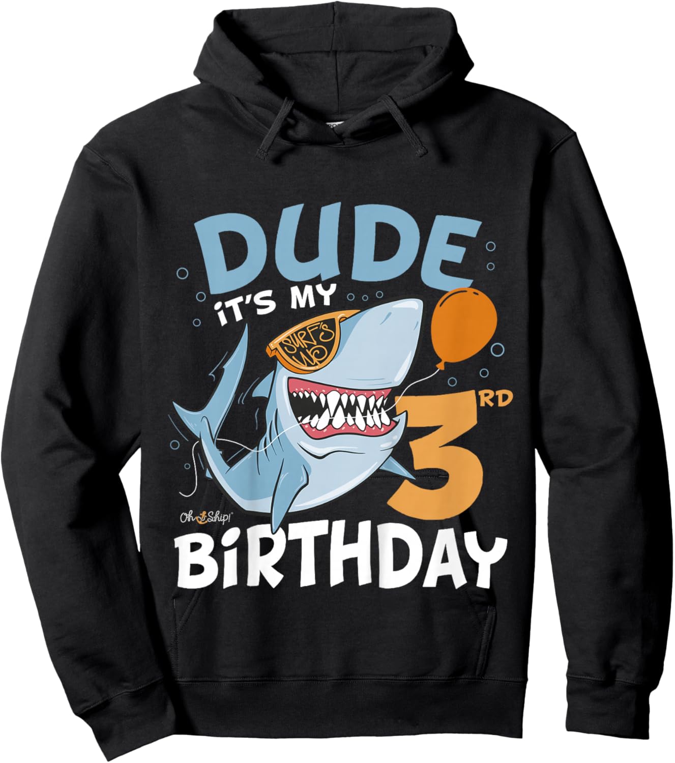 Kids Dude it's my 3rd Birthday - Fun Shark 3rd Birthday Boy Hoodie - Hoodie | Black
