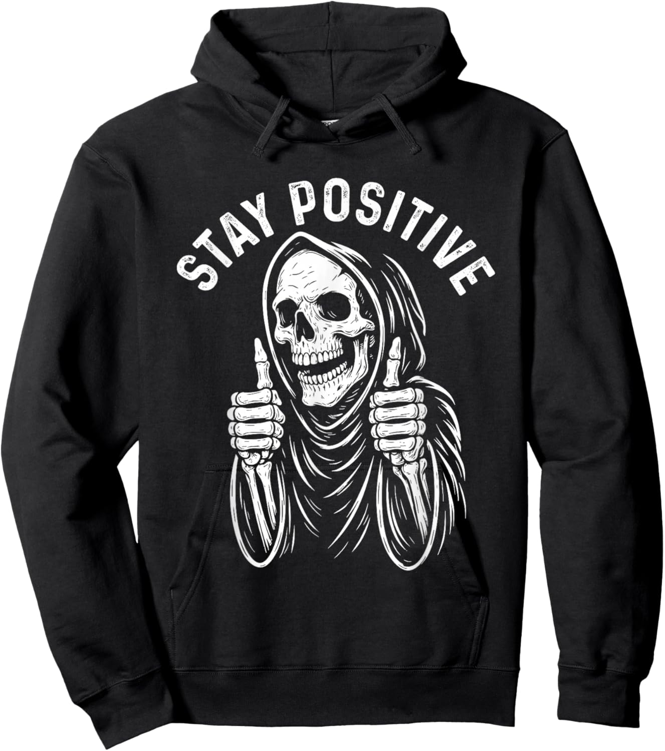 Stay Positive - Spooky Motivational Halloween Skeleton Hoodie - Hoodie | Black