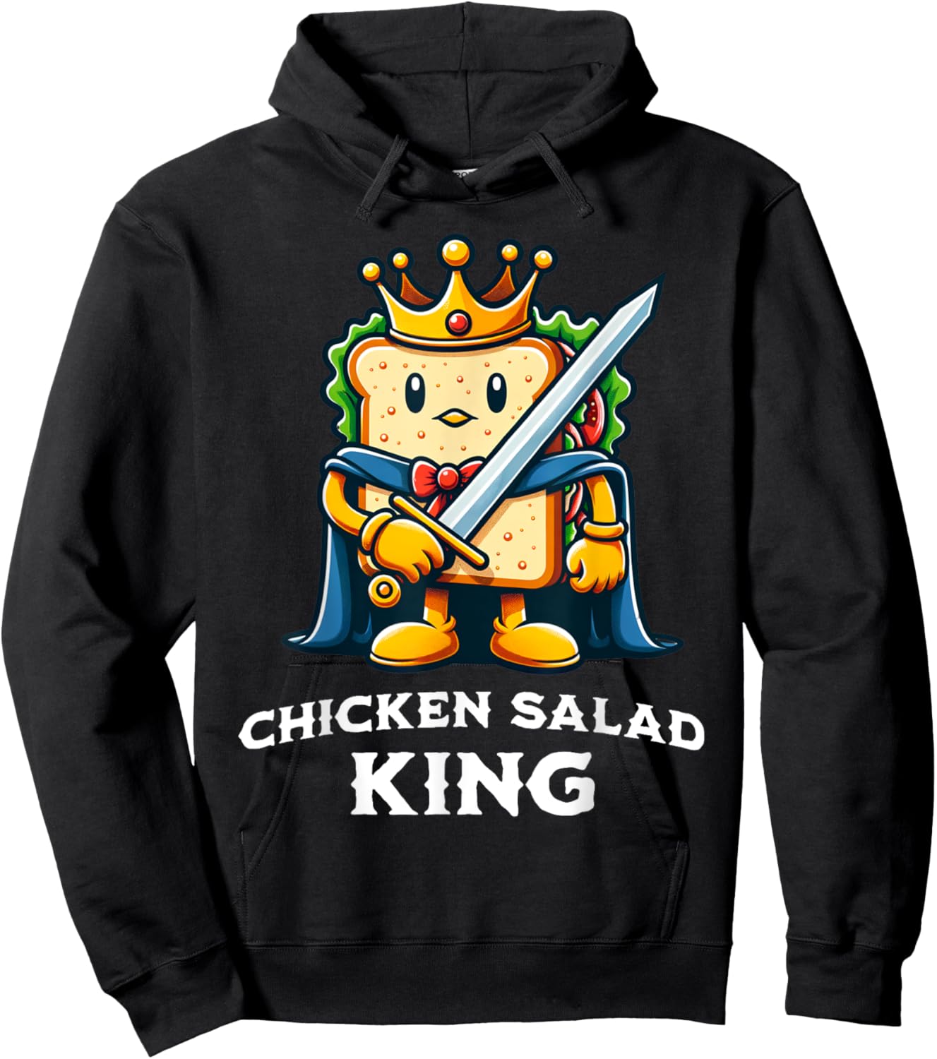 The Chicken Salad King Funny Sandwich Illustration Hoodie - Hoodie | Black