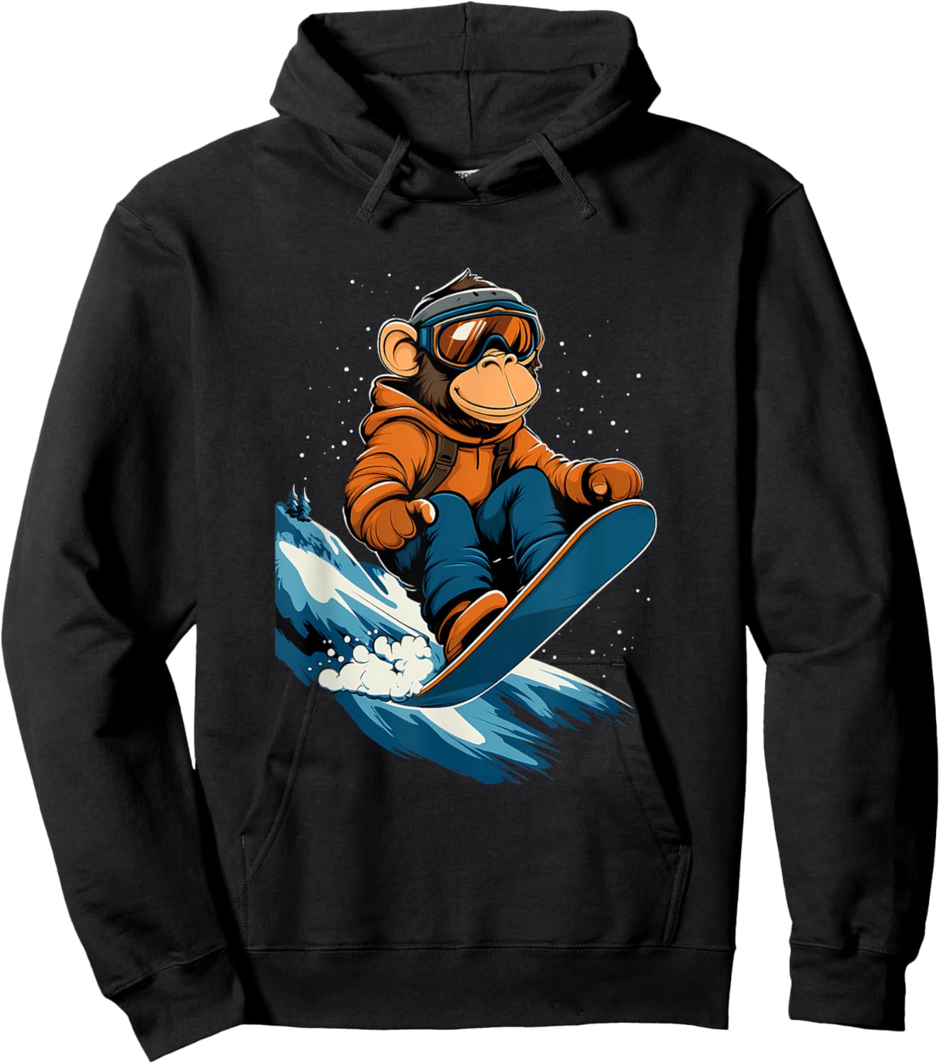 Snowboarding Animals- Monkey on a Snowboard Snowboarding Hoodie - Hoodie | Black