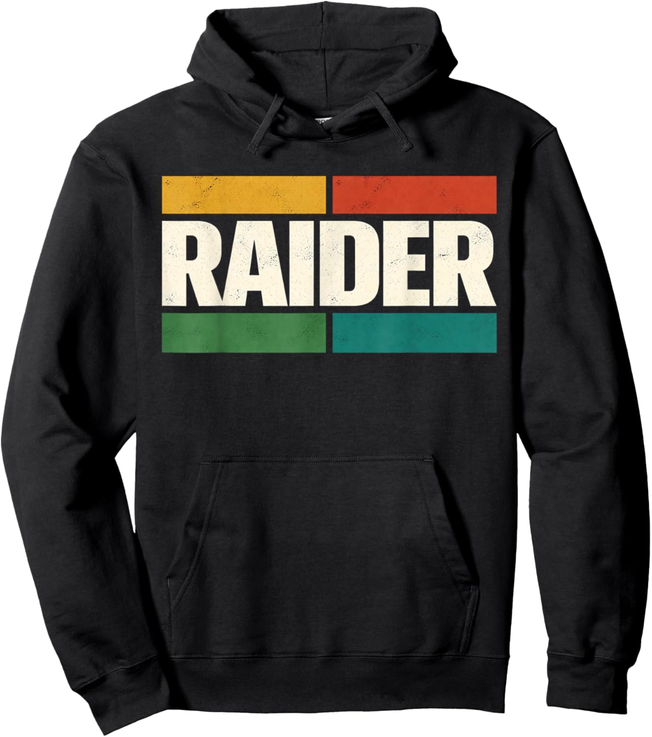 Raider Retro Block Style Bold Graphic Identity Hoodie - Hoodie | Black