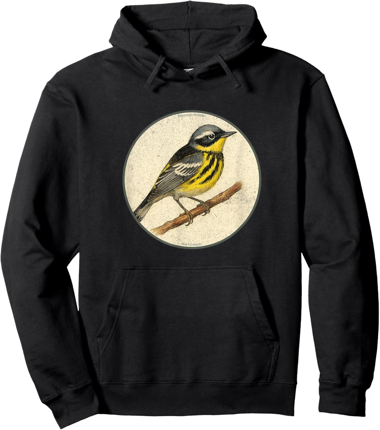 Colorful Retro Magnolia Warbler Bird Design Hoodie - Hoodie | Black