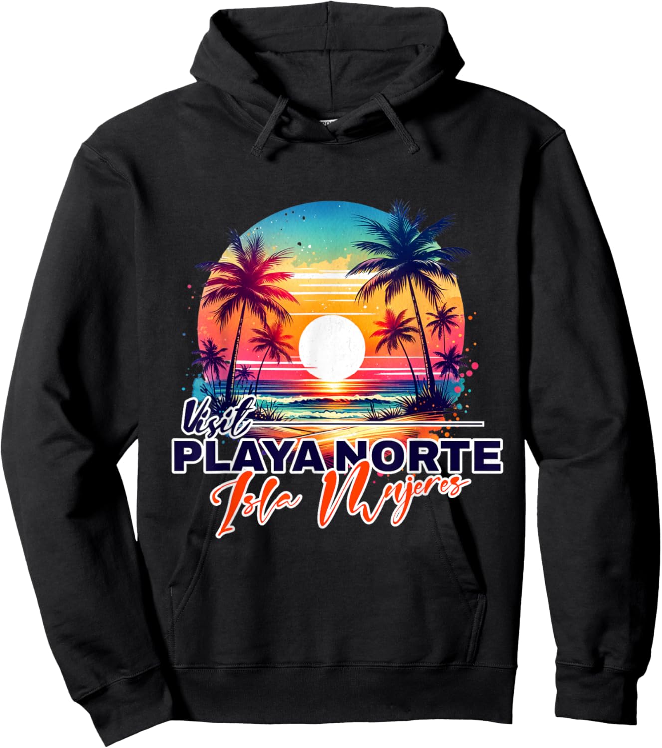 Playa Norte Isla Mujeres Mexico Sunset Beach Souvenir Men Women Kids Hoodie - Hoodie | Black