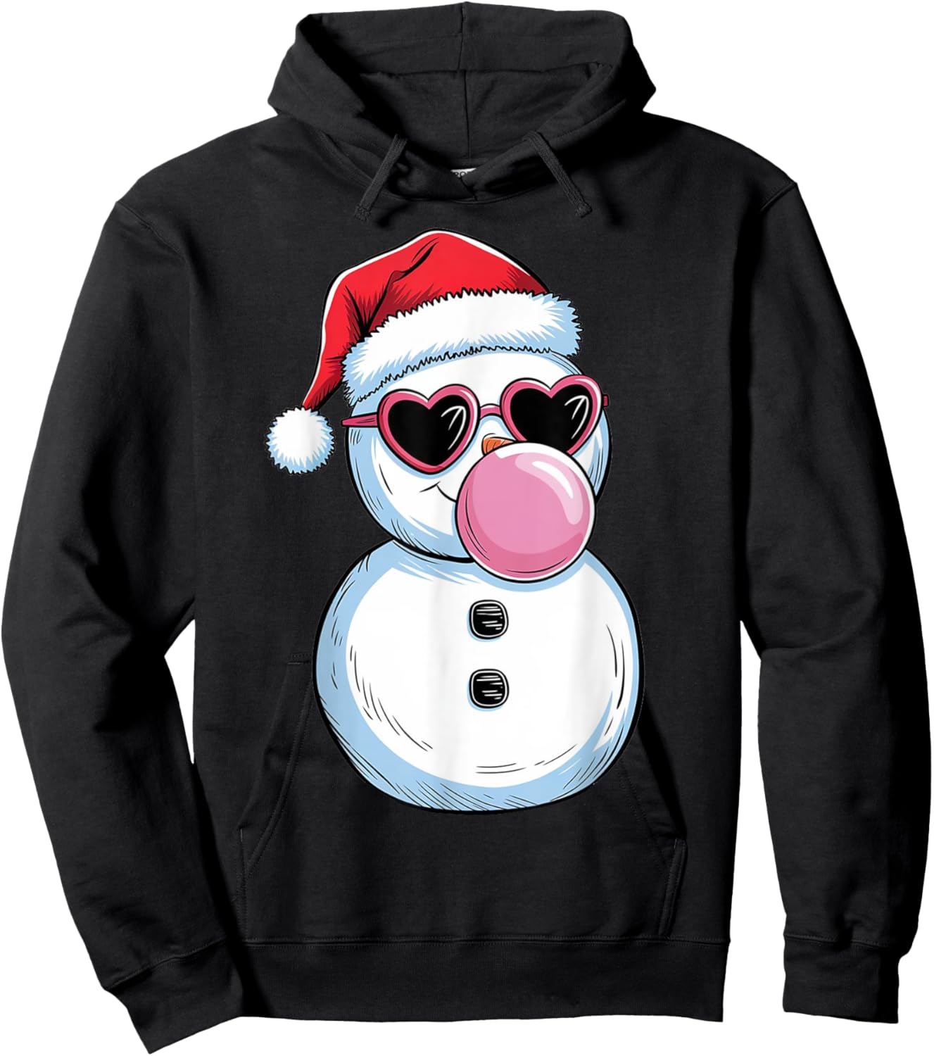 Retro Cool Snowman With Sunglasses Christmas Blowing Bubble Hoodie - Hoodie | Black
