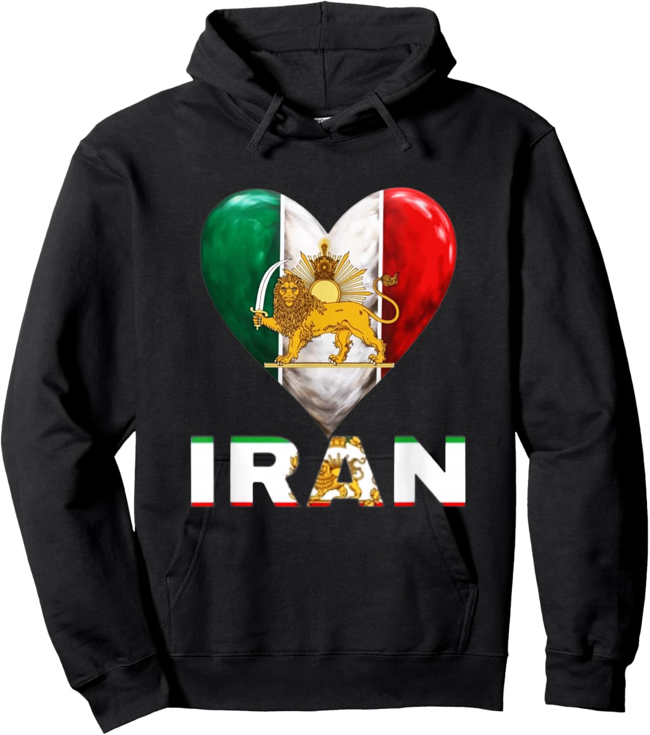 Shir o Khorshid Iran Löwe & Sonne Persisches Emblem Iranische Flagge Hoodie - Hoodie | Black
