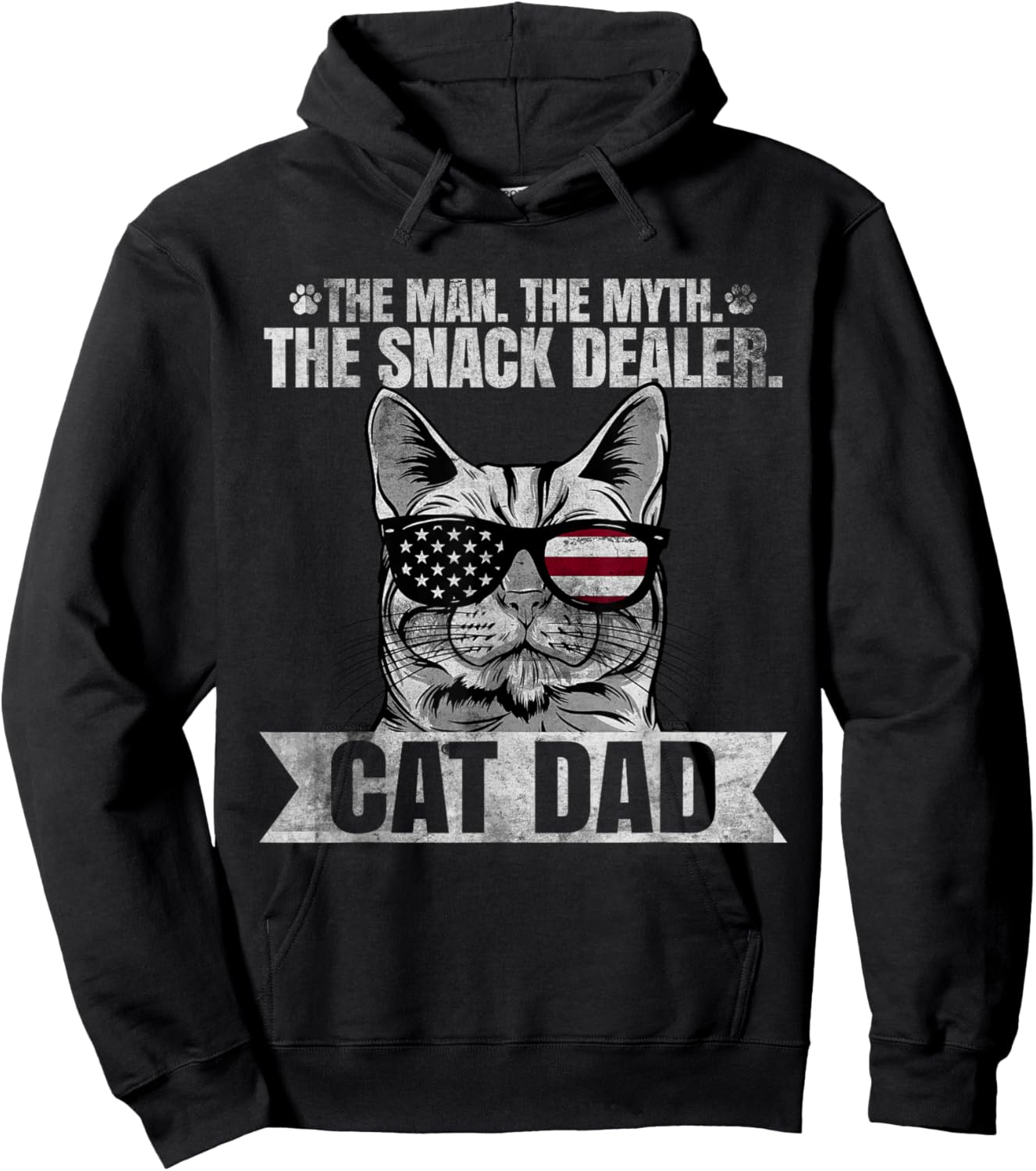 Proud Cat Dad - The Man The Myth The Snack Dealer Cat Lover Hoodie - Hoodie | Black