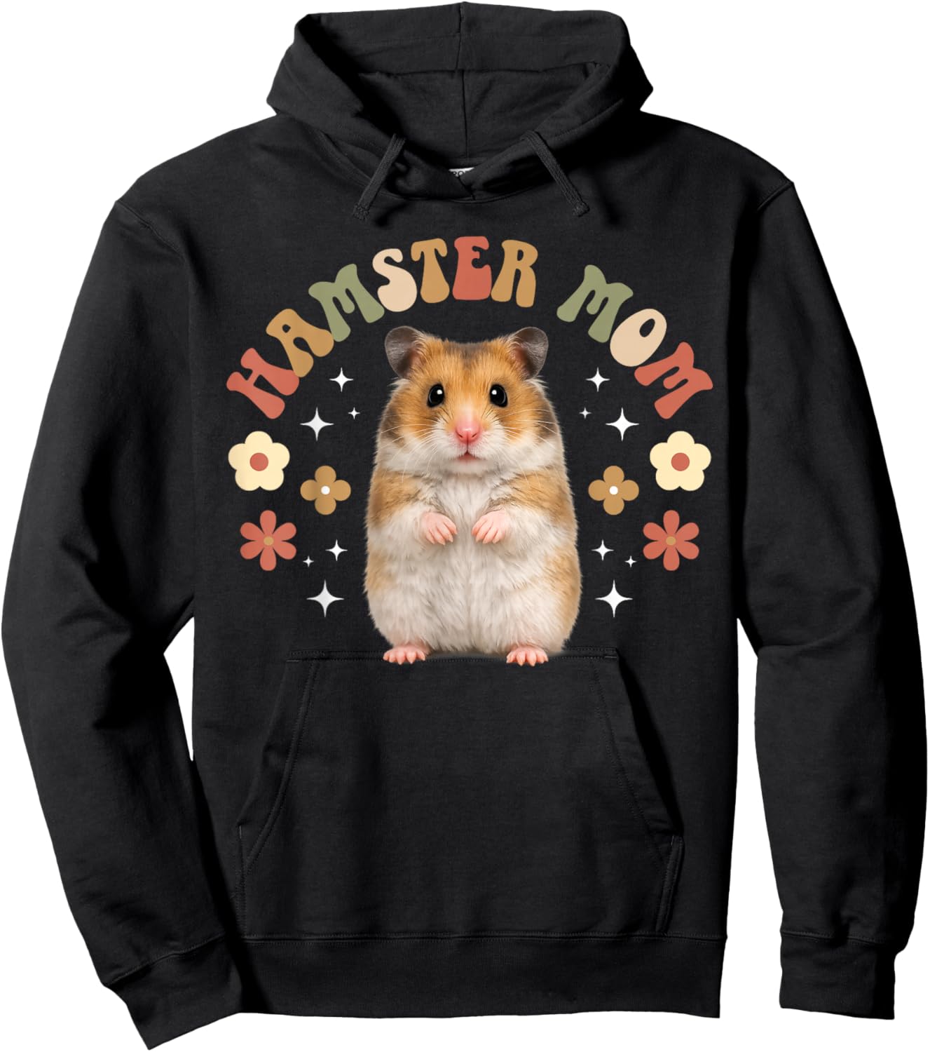 Hamster Mom Groovy Hamster Mama Hamster Owner Hamster Lover Hoodie - Hoodie | Black