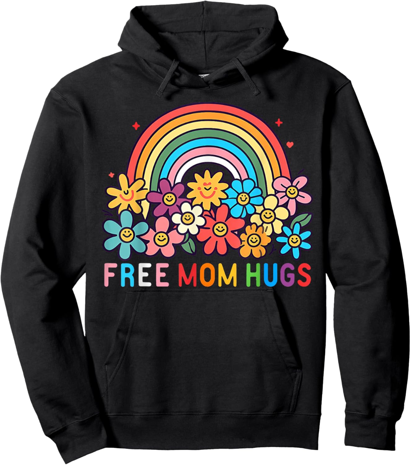 Free Mom Hugs Rainbow LGBT Gay Lesbian Transgender Pride Hoodie - Hoodie | Black