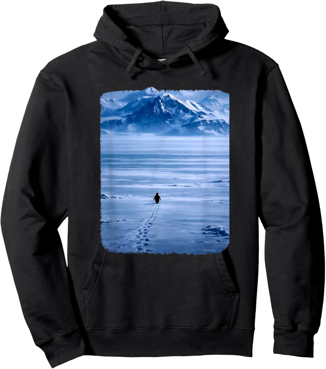 Einsamer Pinguin geht auf Mountain Meme zu Hoodie - Hoodie | Black