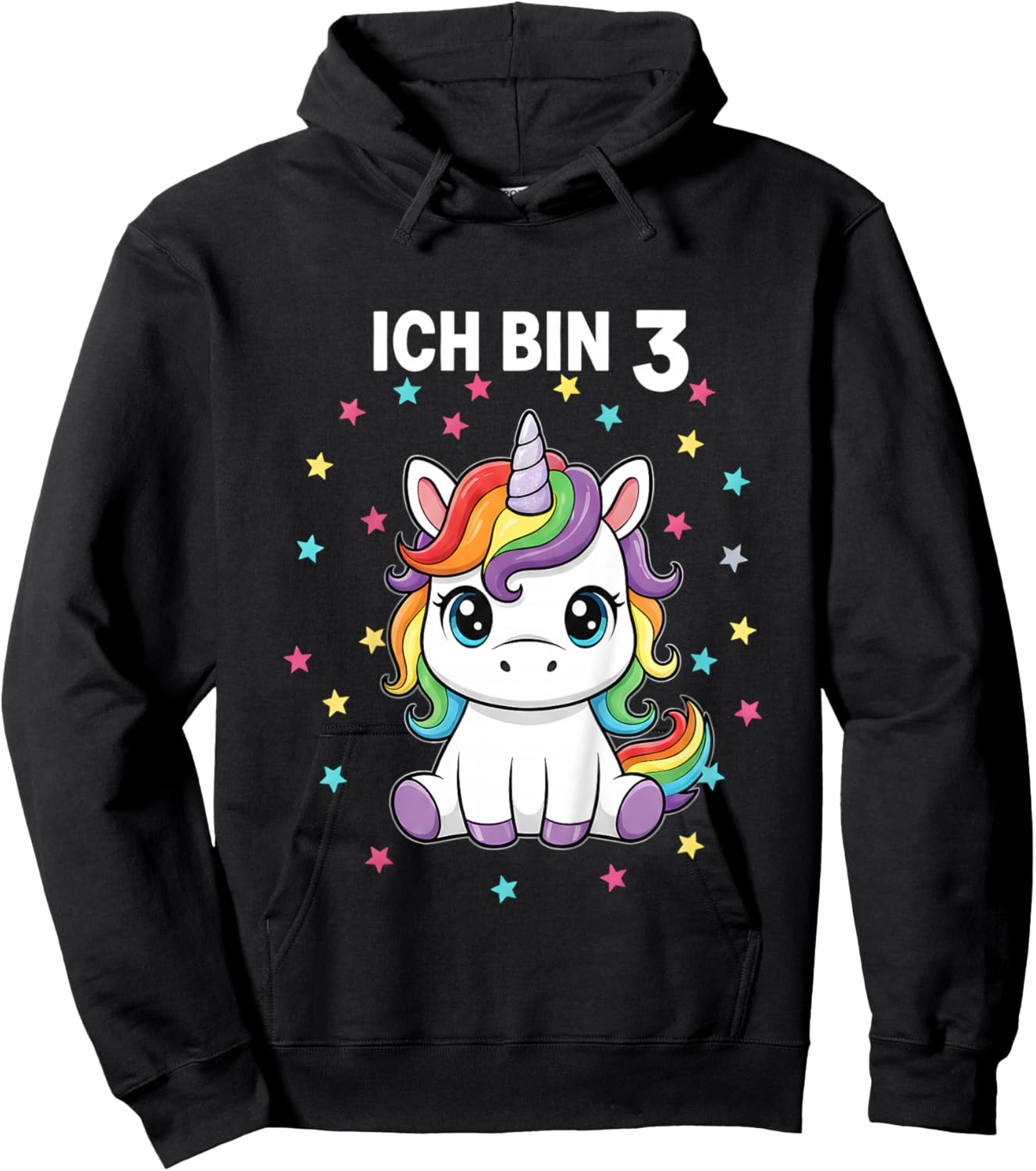 Ich Bin 3 - Süßes Einhorn Kindergeburtstag Junge Mädchen Hoodie - Hoodie | Black