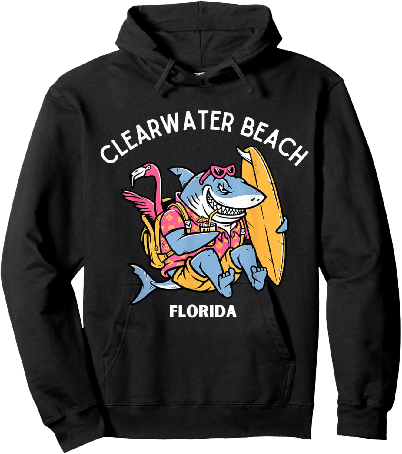 Fun Shark Design Clearwater Beach Florida Hoodie - Hoodie | Black